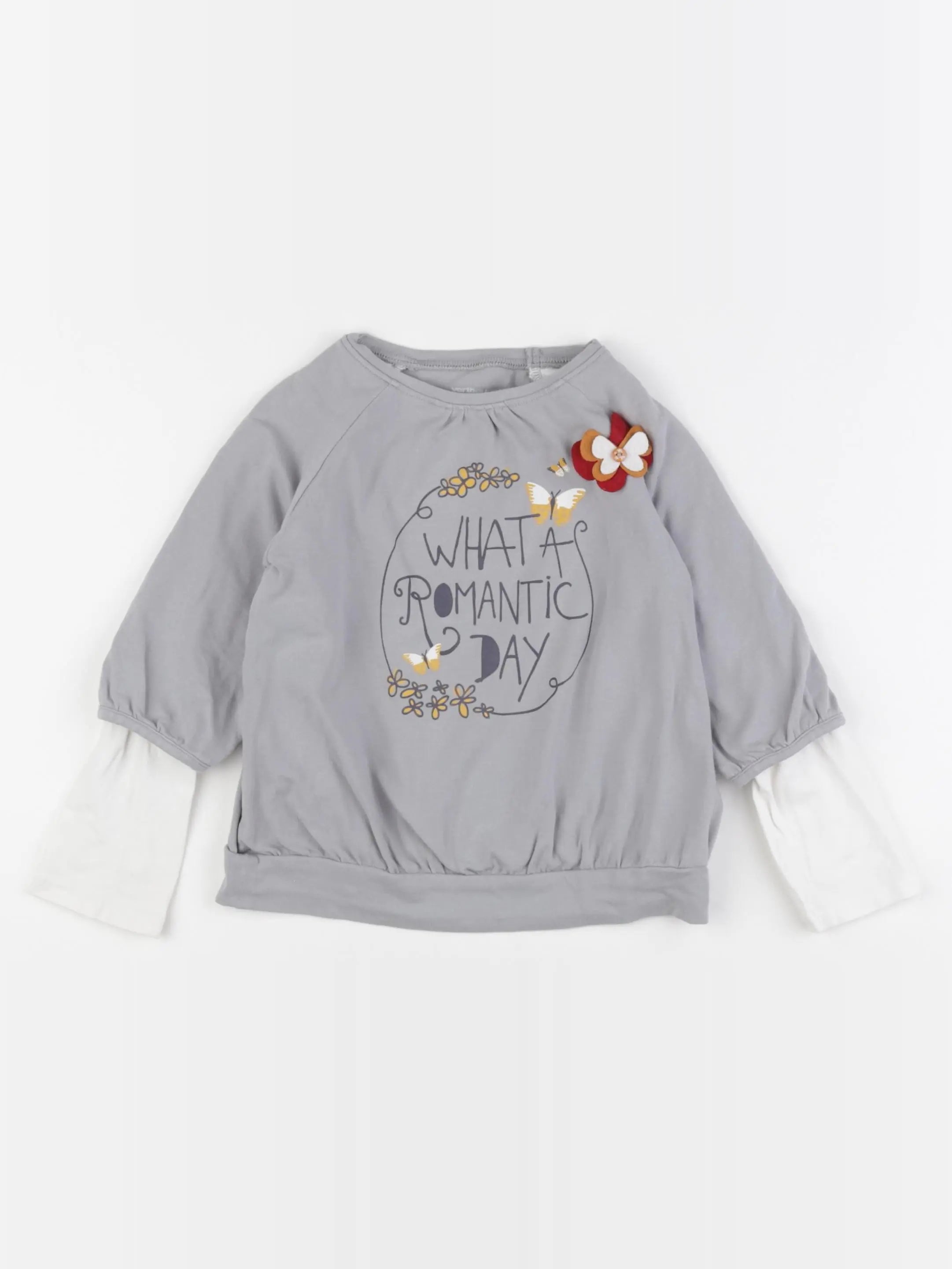 Vertbaudet - tee-shirt imprimé au dos gris - 4 ans