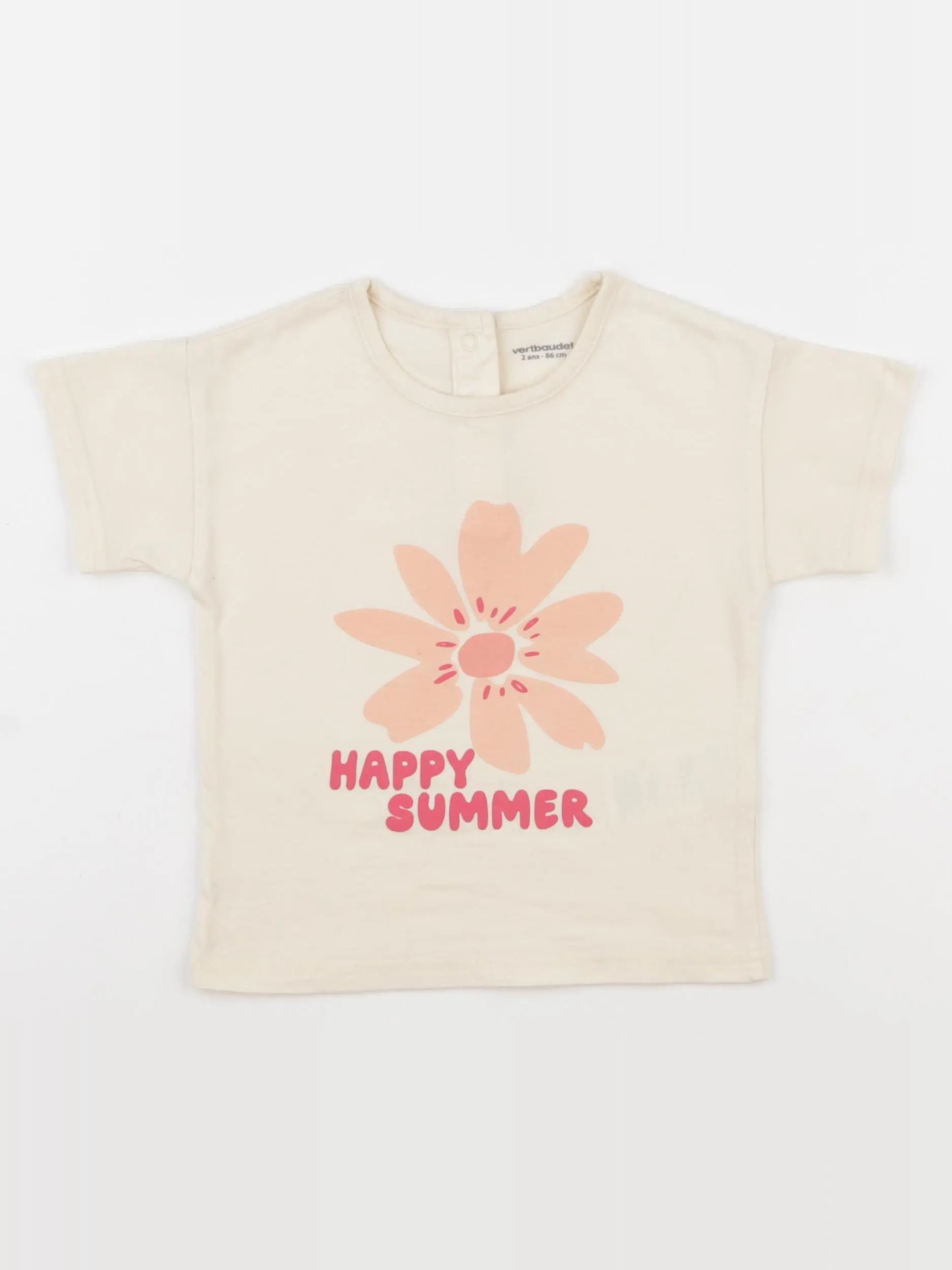 Vertbaudet - tee-shirt beige - 2 ans