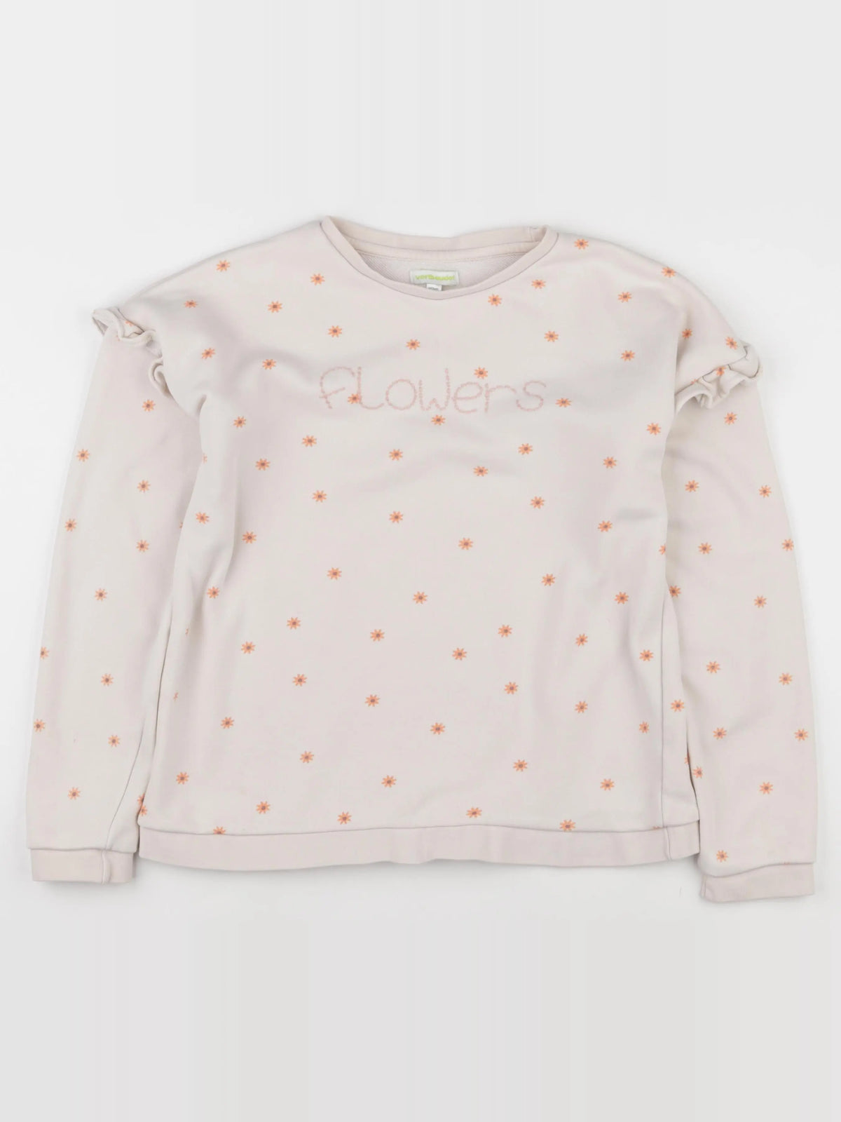 Vertbaudet - sweat beige, rose - 12 ans