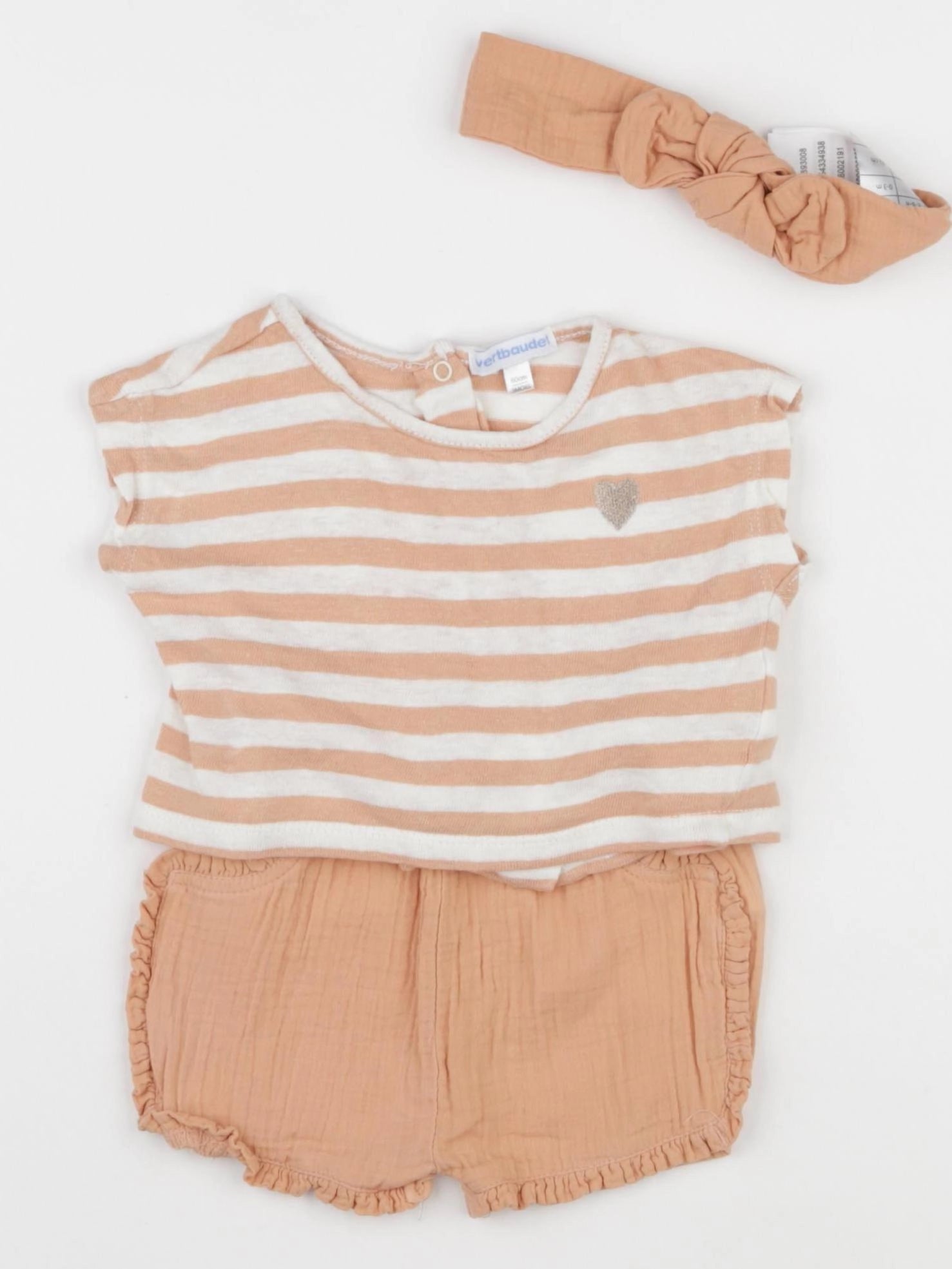 Vertbaudet - ensemble orange - 3 mois