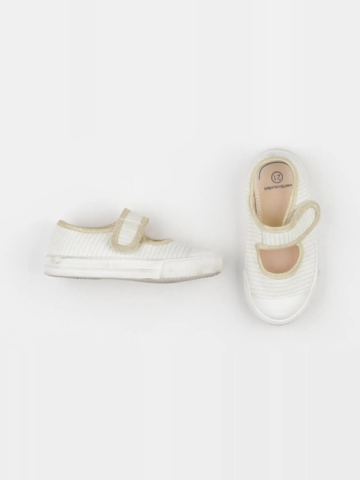 Vertbaudet - tennis à scratch/ lacets beige, or - pointure 21