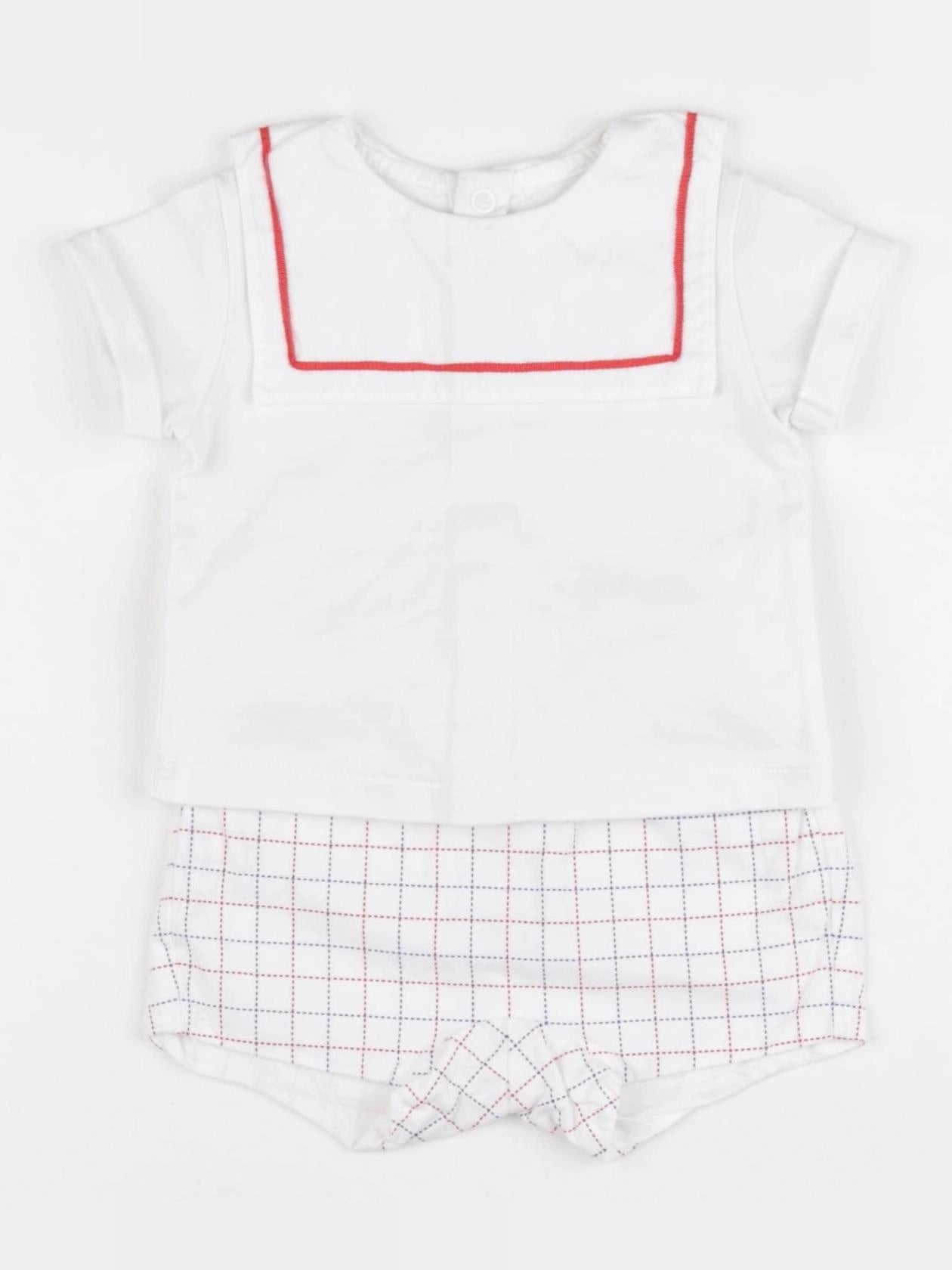 Jacadi - ensemble blanc, bleu, rouge - 3 mois