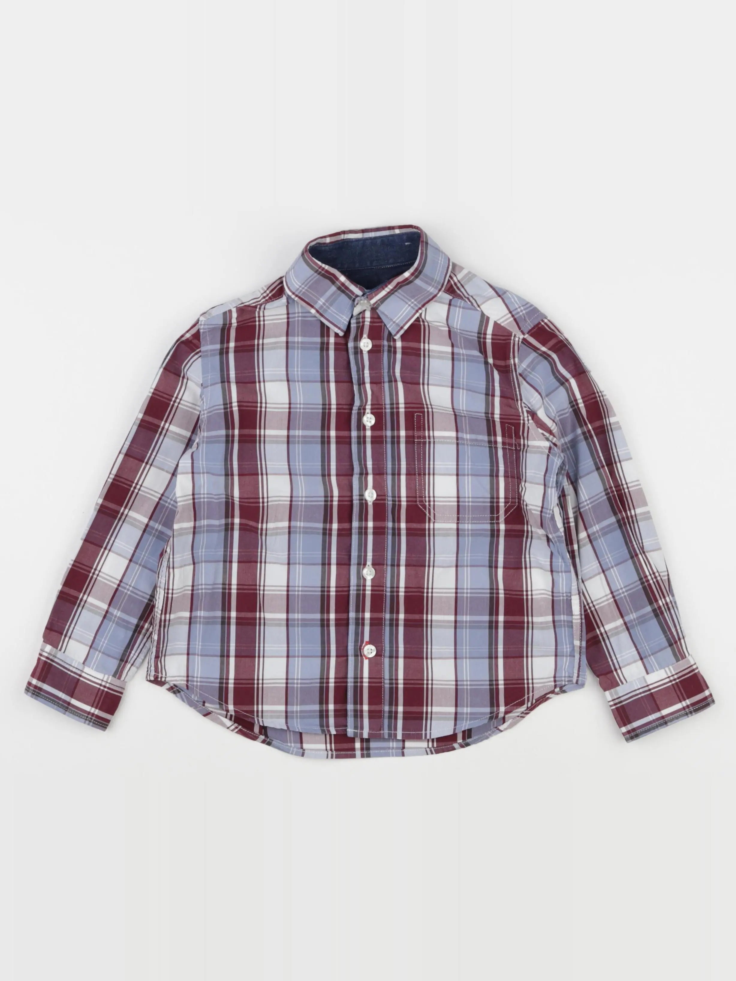Cyrillus - chemise bleu, rouge - 4 ans
