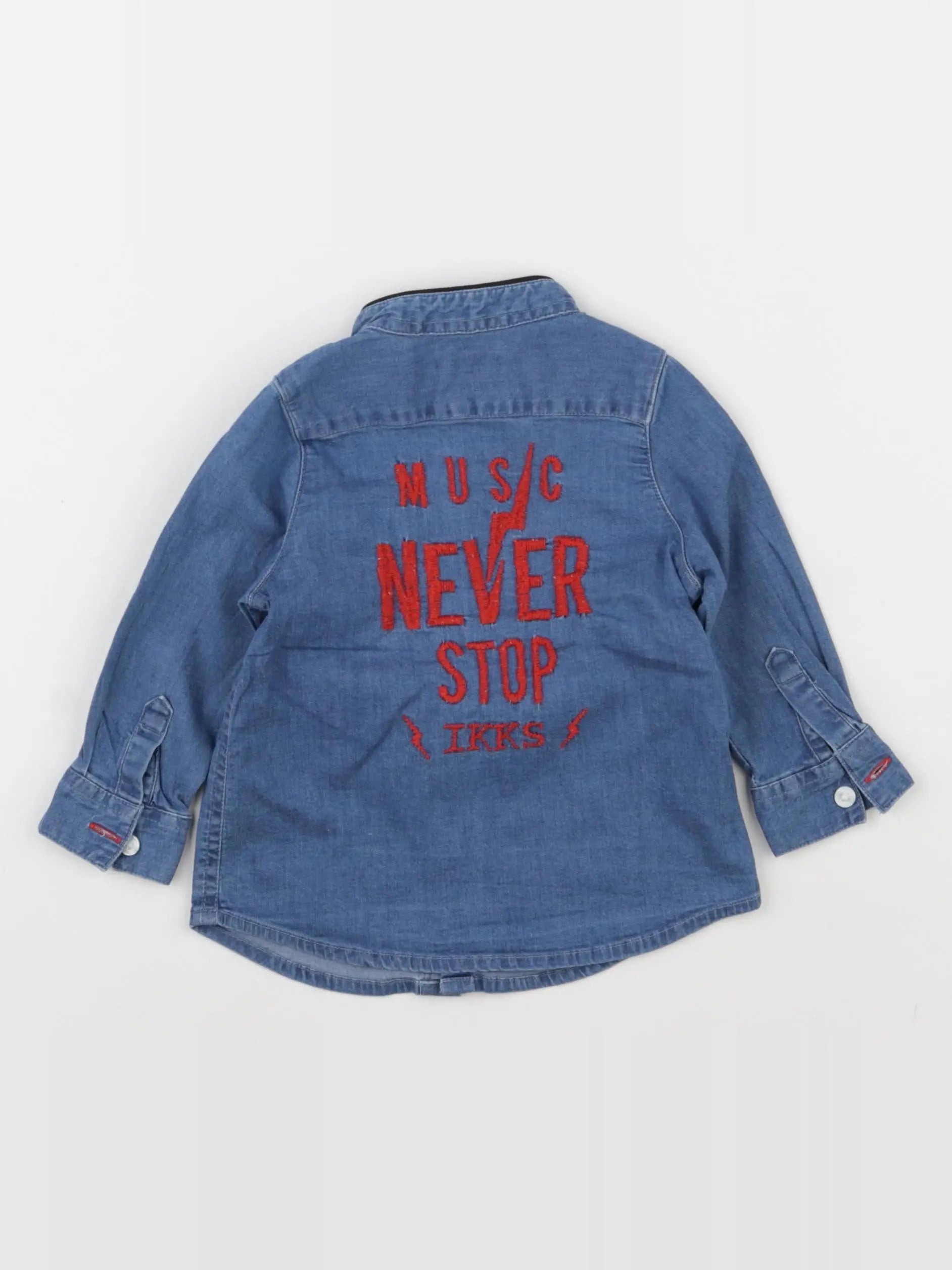 IKKS - chemise imprimé au dos bleu - 6 mois