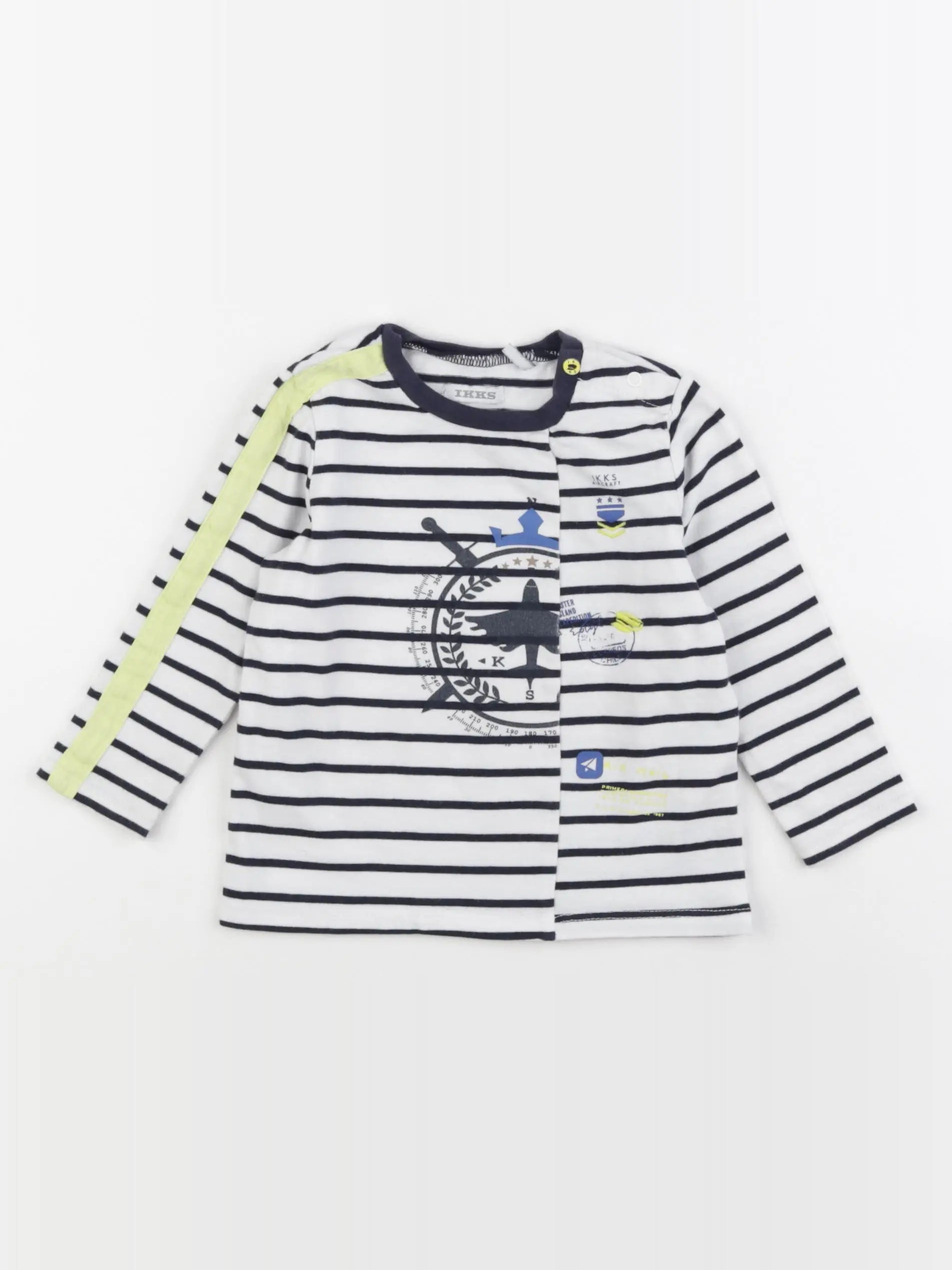 IKKS - tee-shirt blanc, bleu - 18 mois