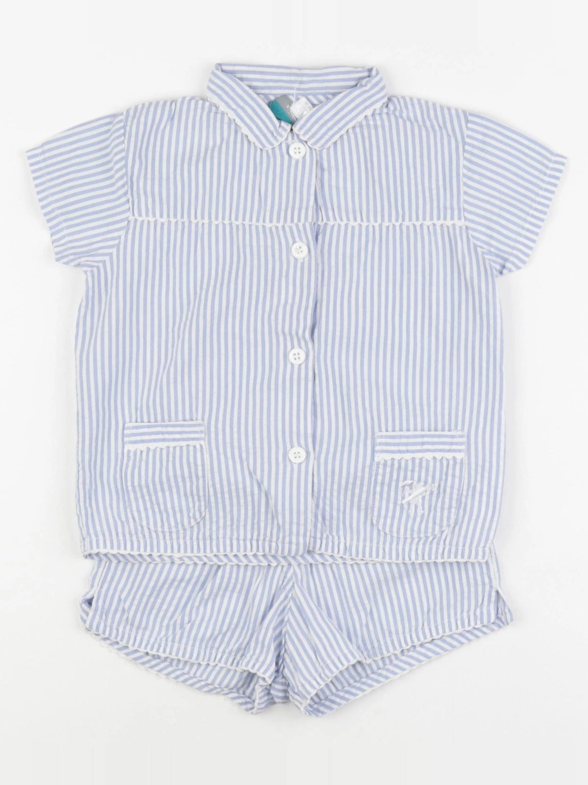 Le petit caddie - pyjama coton blanc, bleu - 3 ans