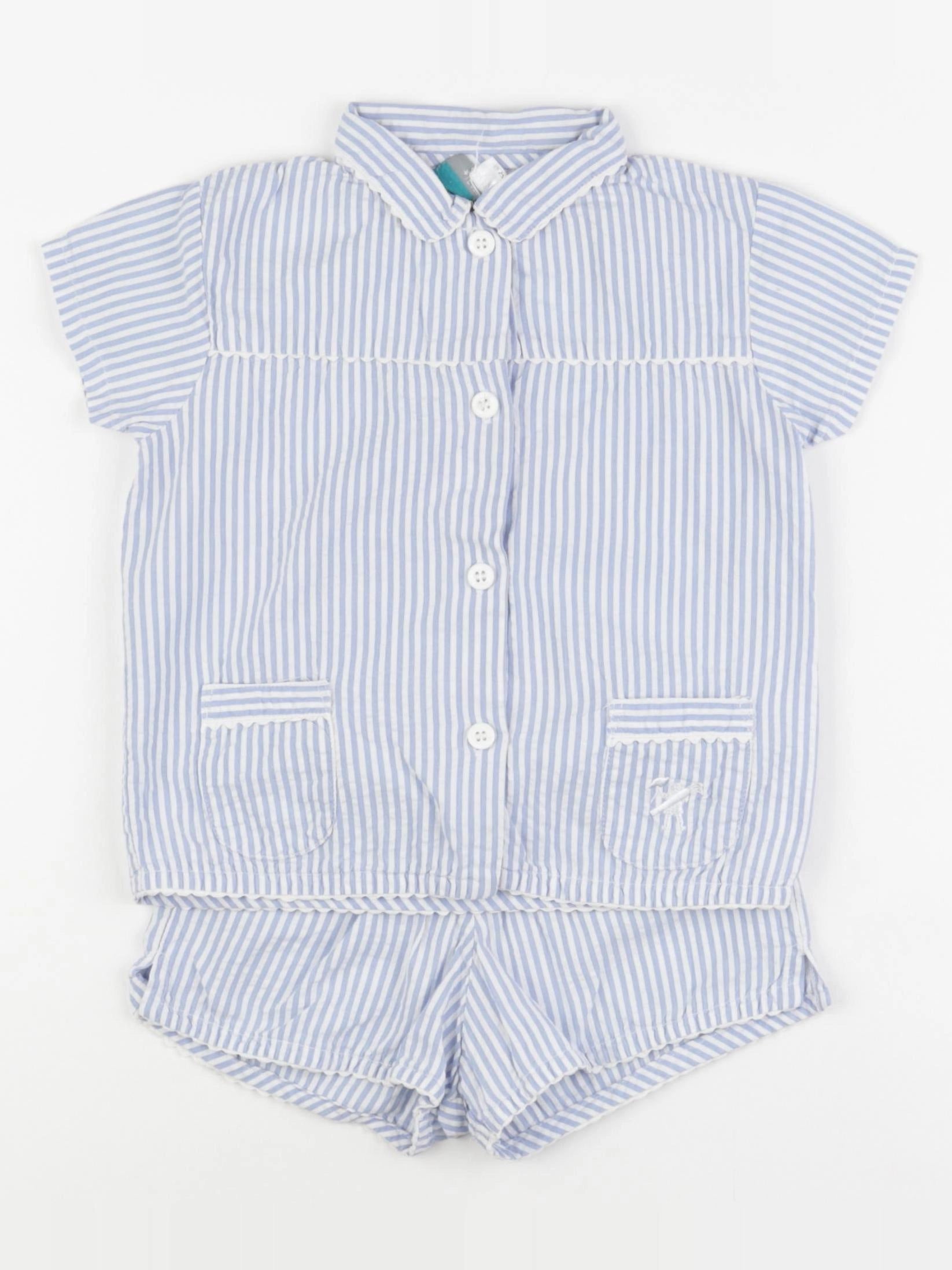 Le petit caddie - pyjama coton blanc, bleu - 3 ans