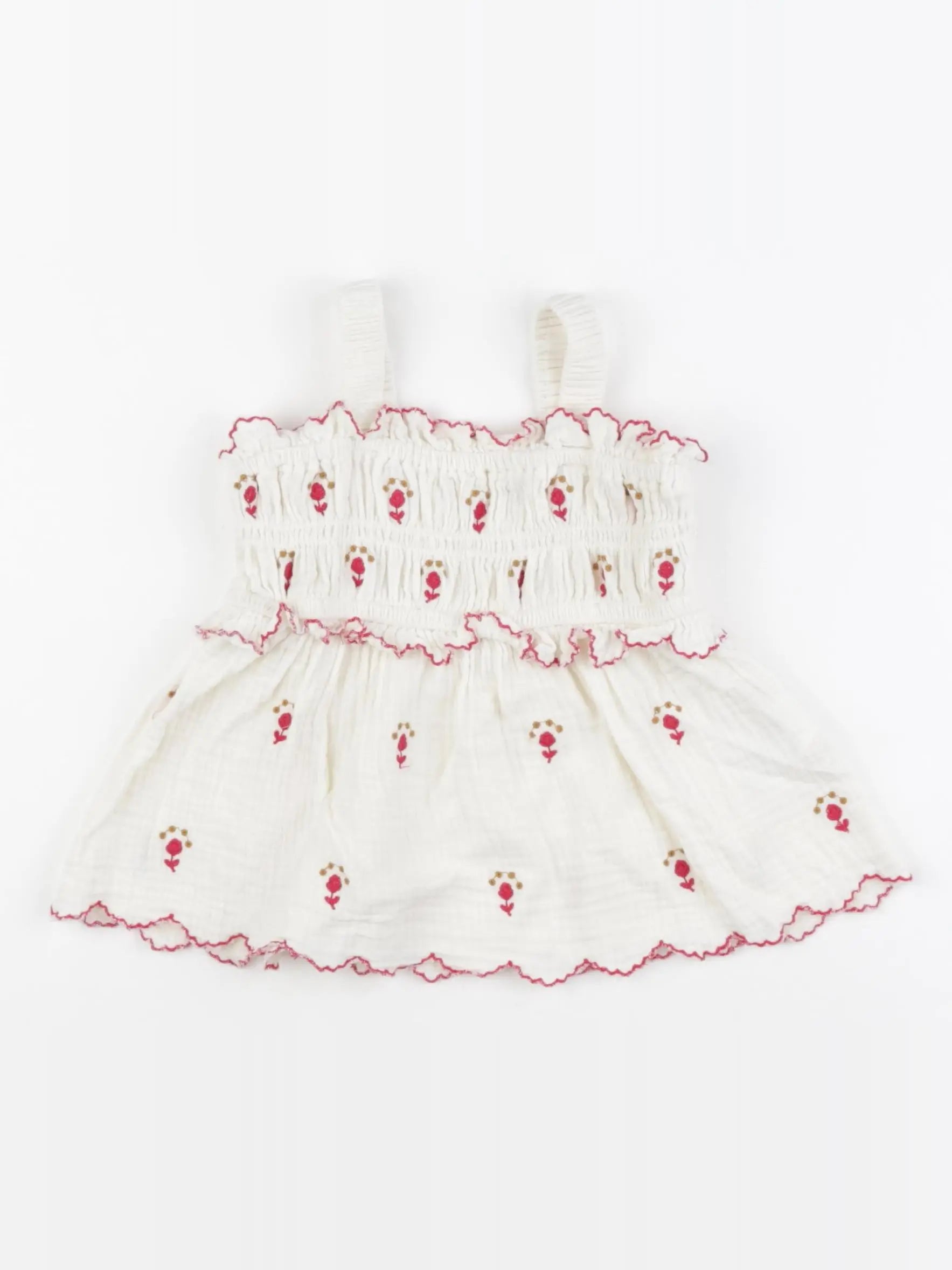 Zara - blouse beige, rouge - 3 ans