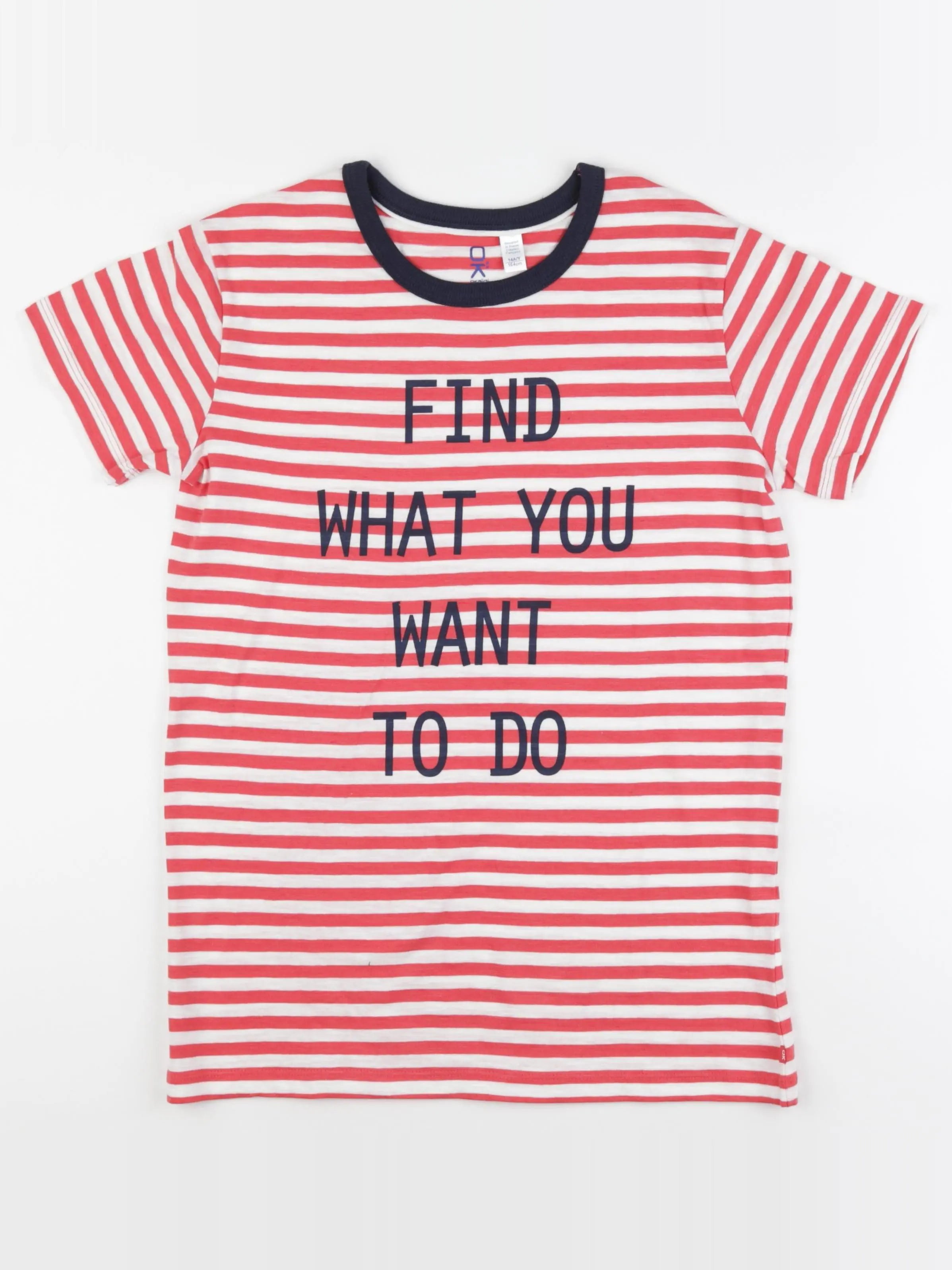 Okaidi - tee-shirt blanc, rouge - 14 ans