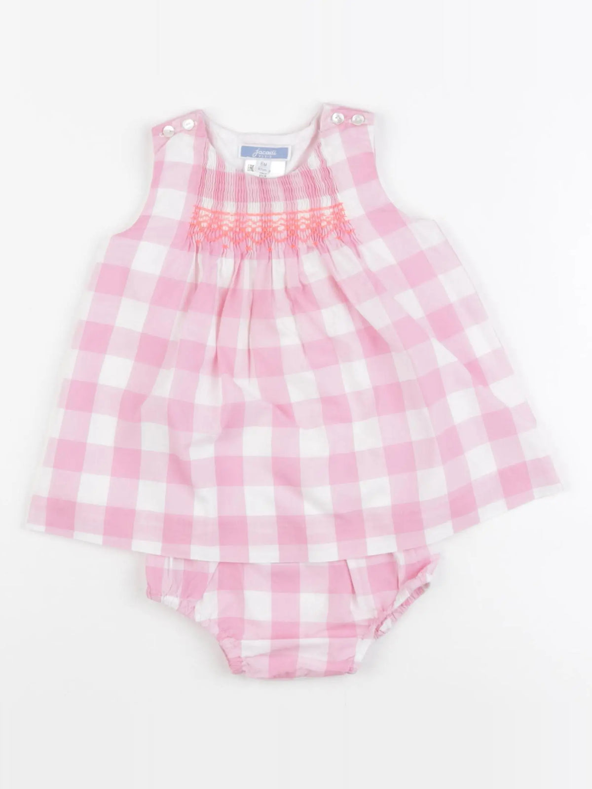 Jacadi - robe blanc, rose - 6 mois