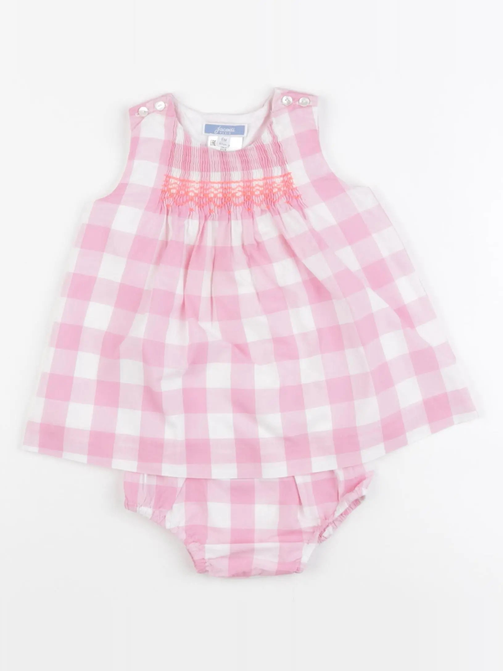 Jacadi - robe blanc, rose - 6 mois