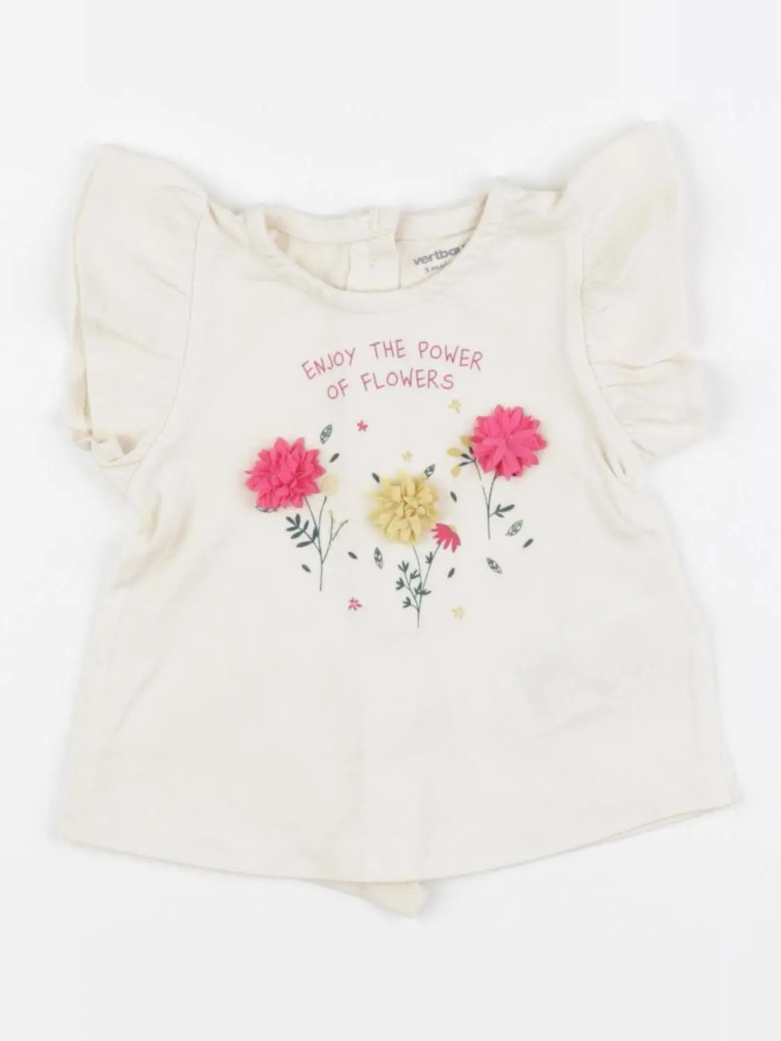 Vertbaudet - tee-shirt beige - 3 mois