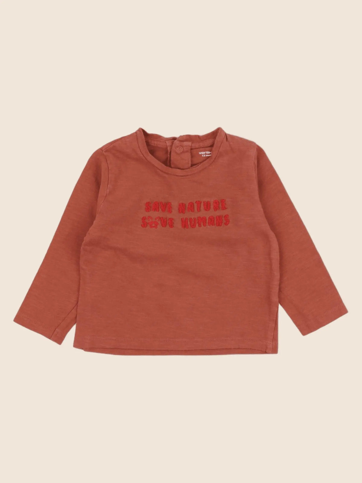 Vertbaudet - tee-shirt marron - 12 mois