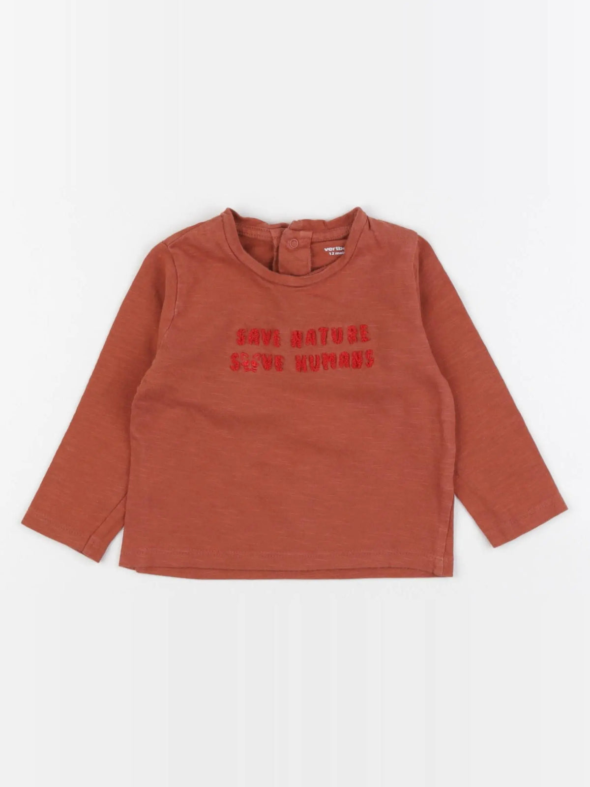 Vertbaudet - tee-shirt marron - 12 mois