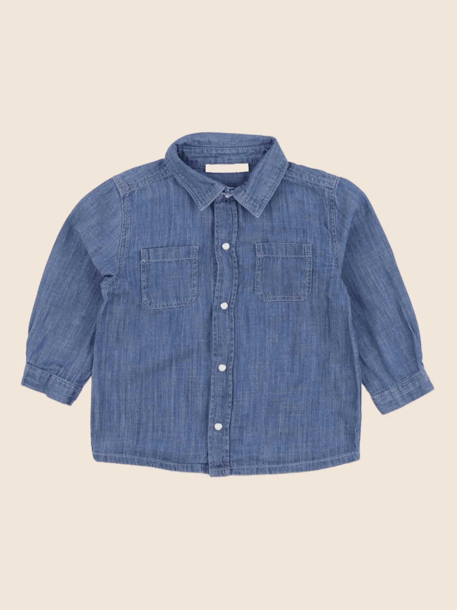 Boutchou - chemise bleu - 18 mois