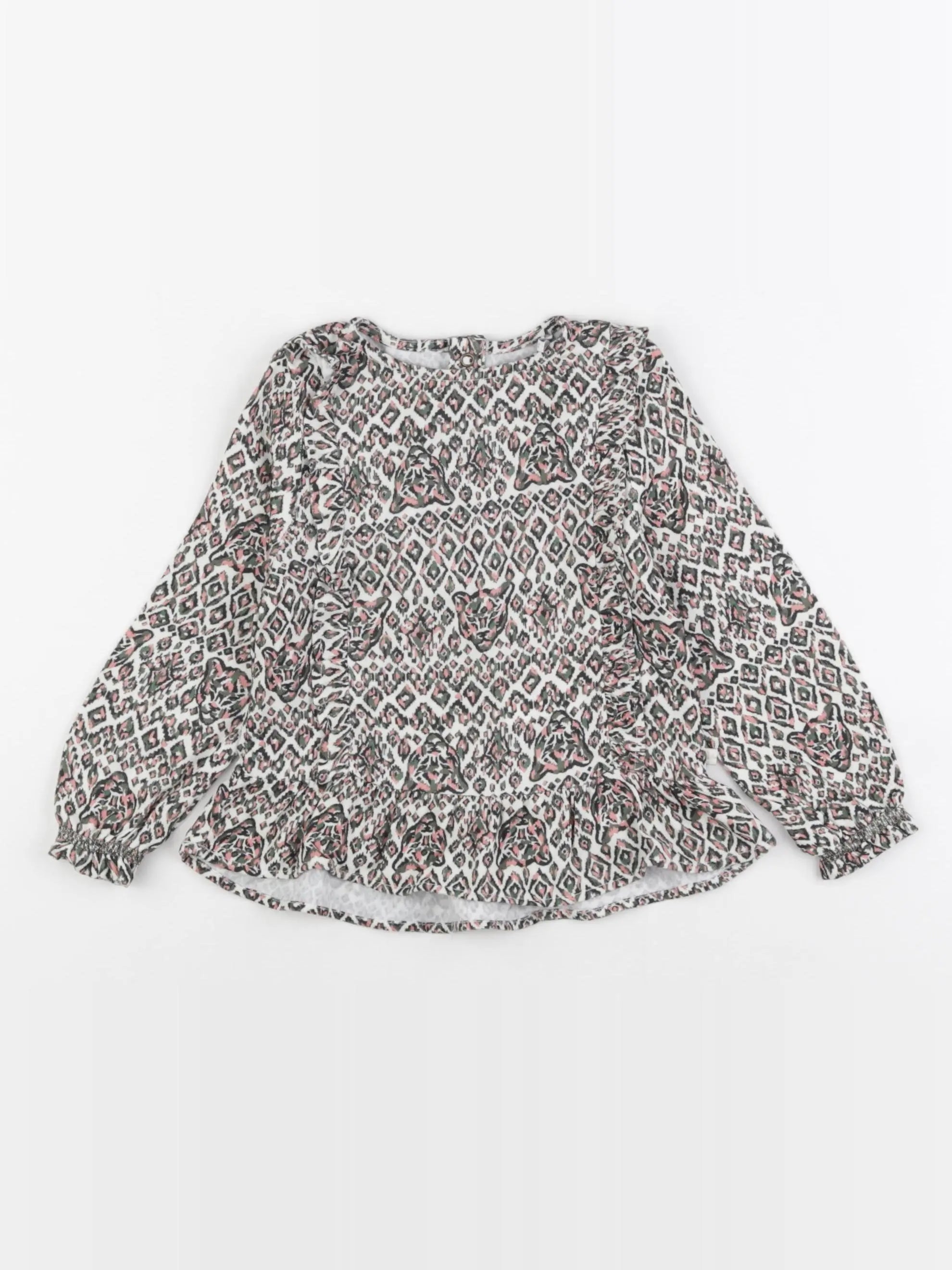 IKKS - blouse beige, vert, rose - 2 ans