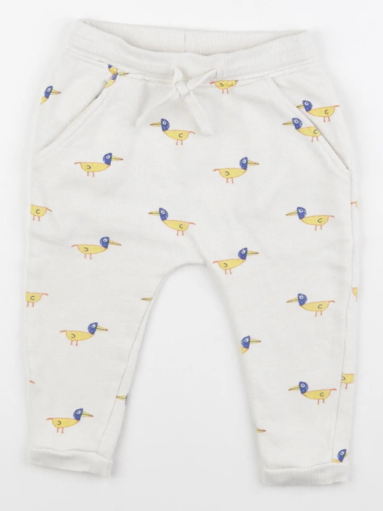 Boutchou - pantalon blanc, jaune - 12 mois