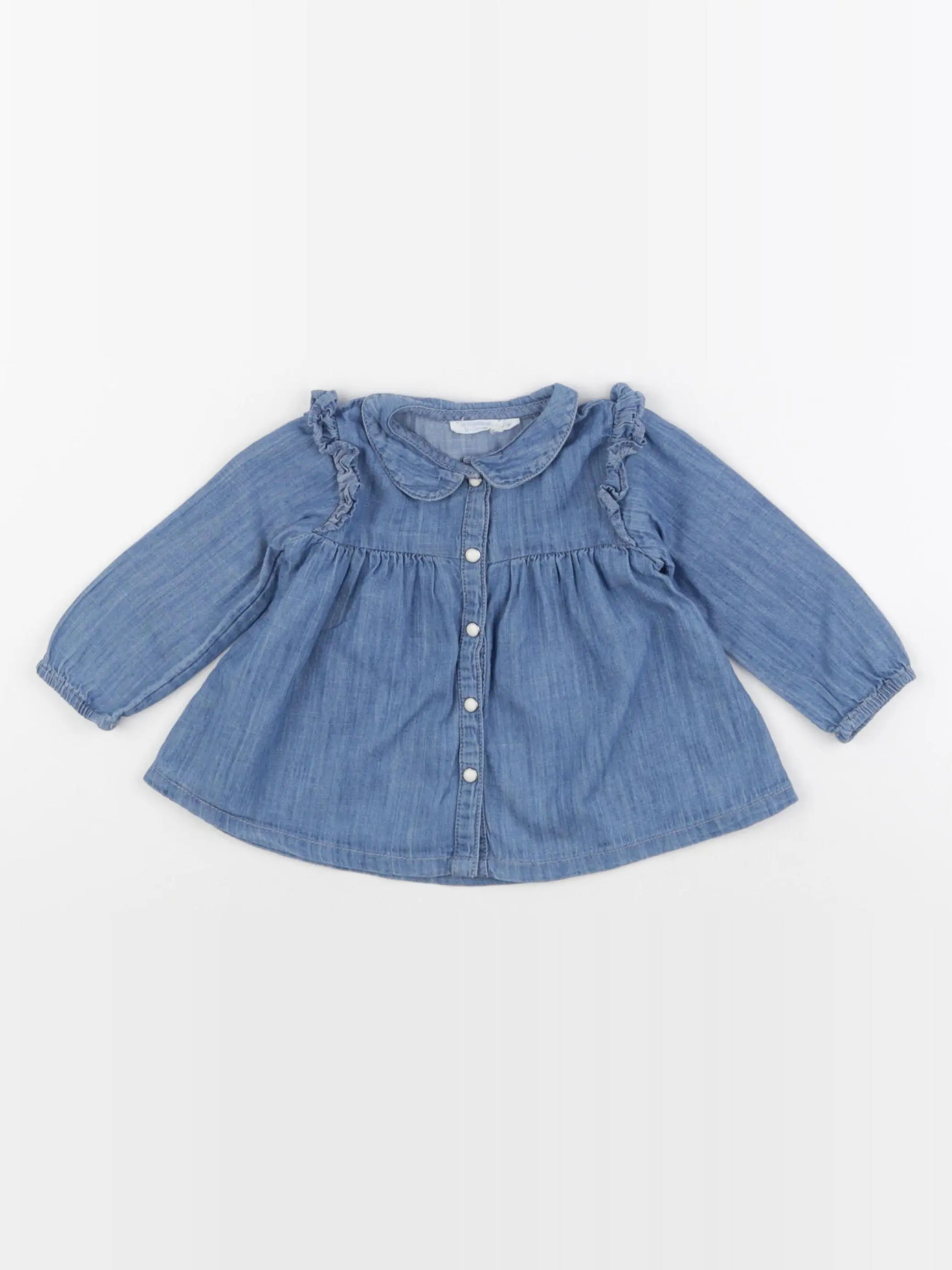 Boutchou - chemise bleu - 6 mois