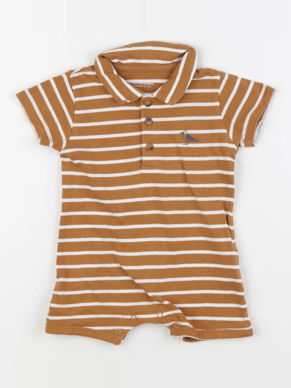 Vertbaudet - combinaison blanc, marron - 9 mois