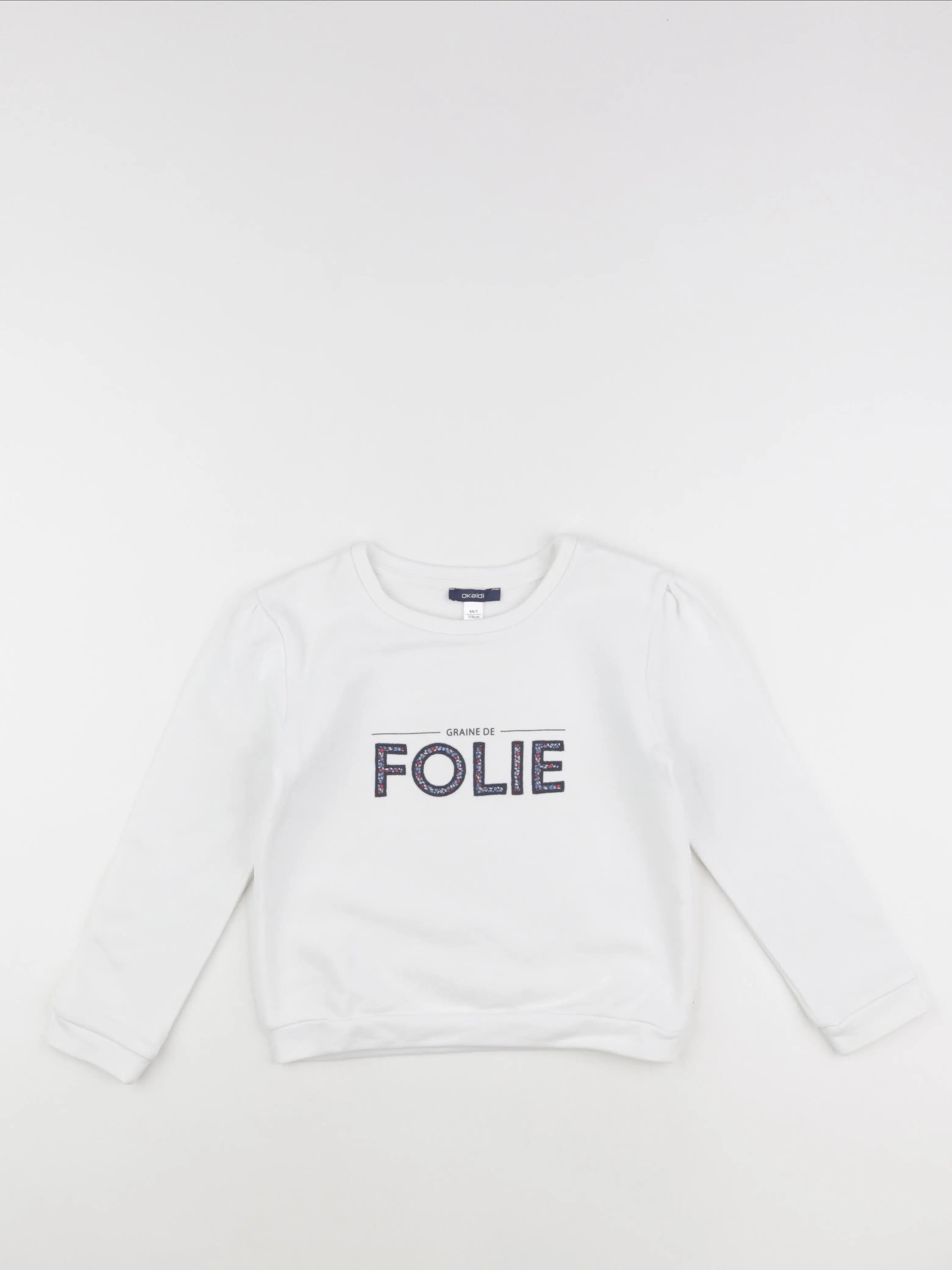Okaidi - sweat blanc - 6 ans