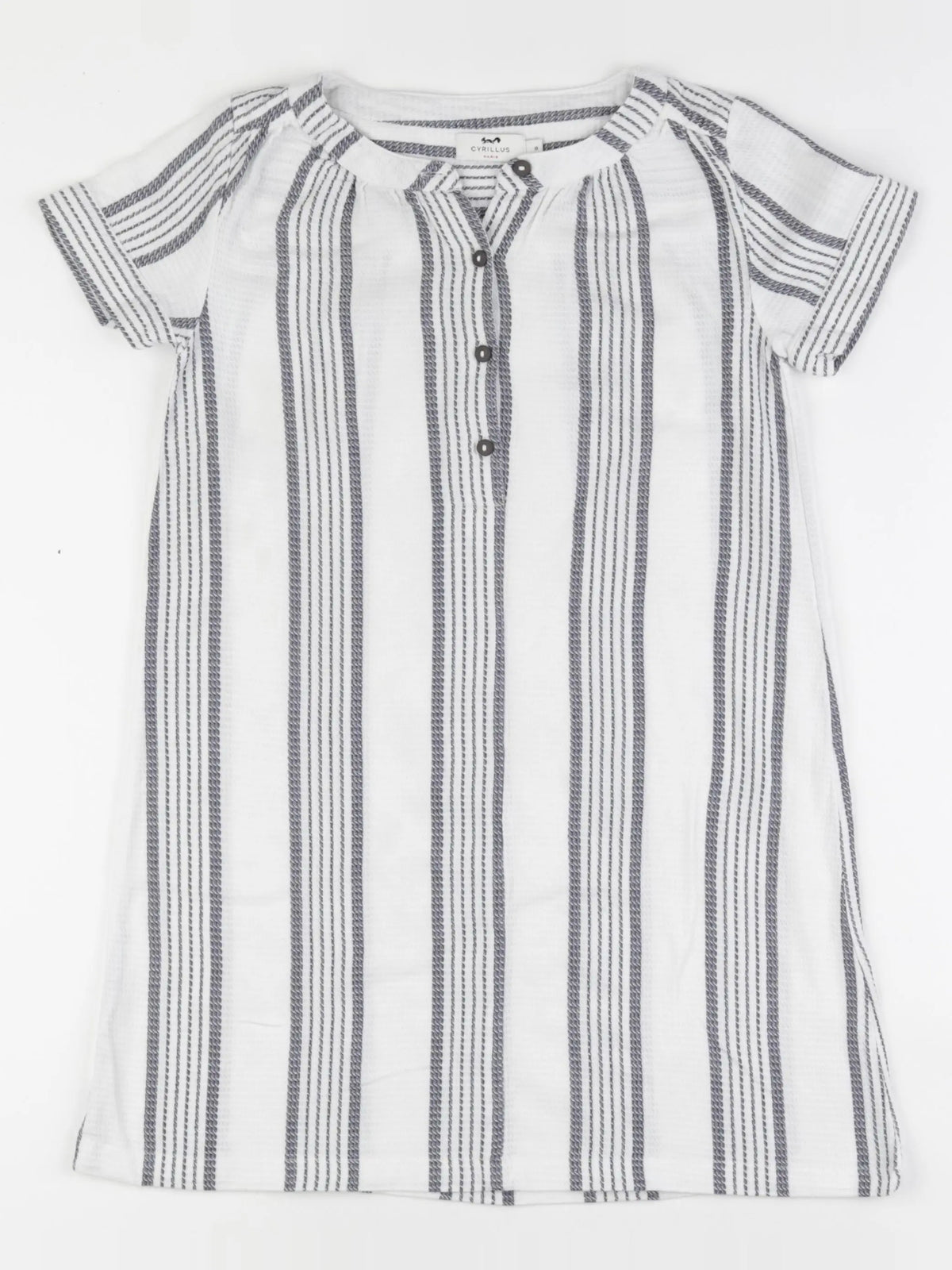 Cyrillus - robe blanc, gris - 8 ans