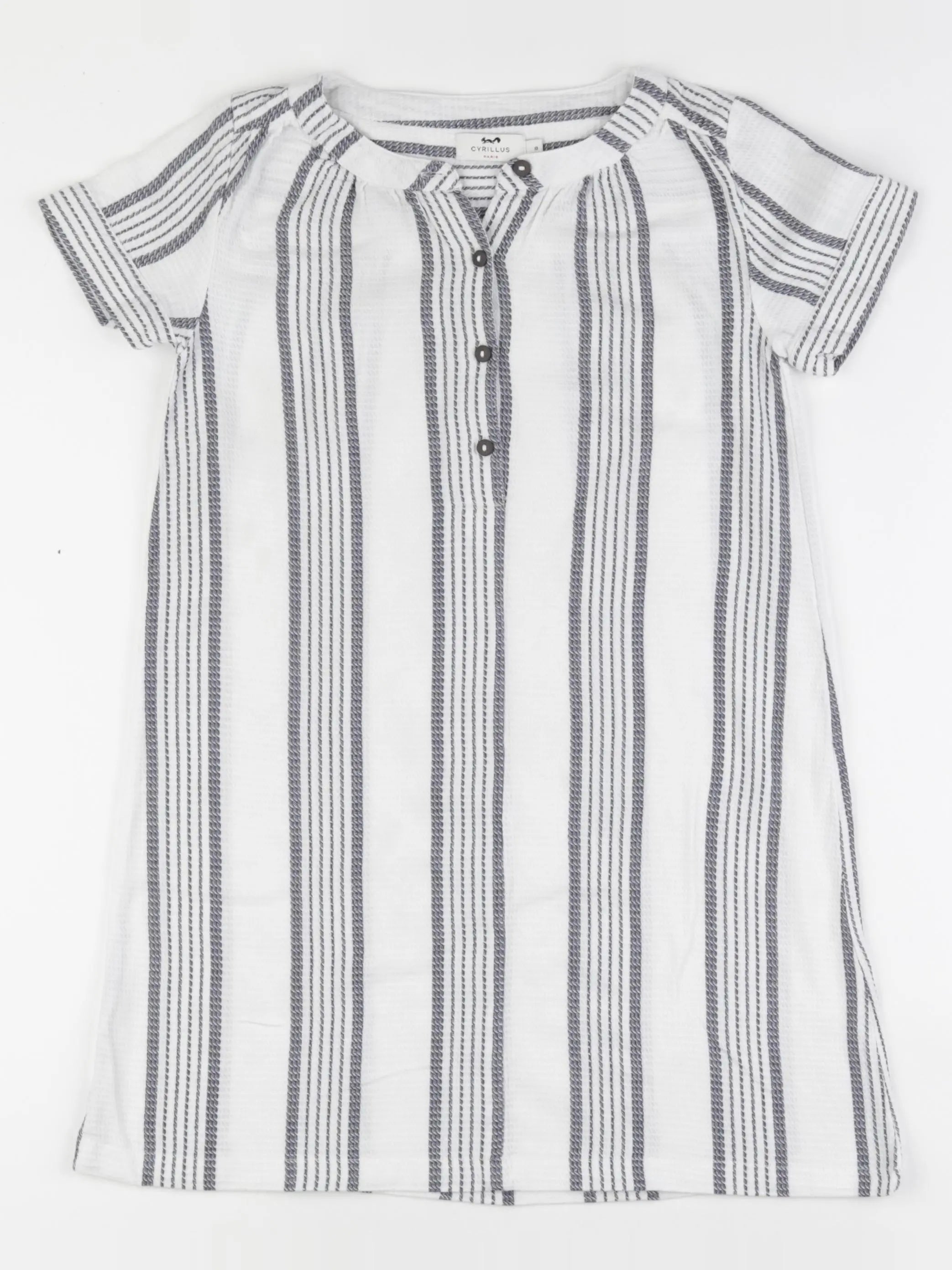 Cyrillus - robe blanc, gris - 8 ans