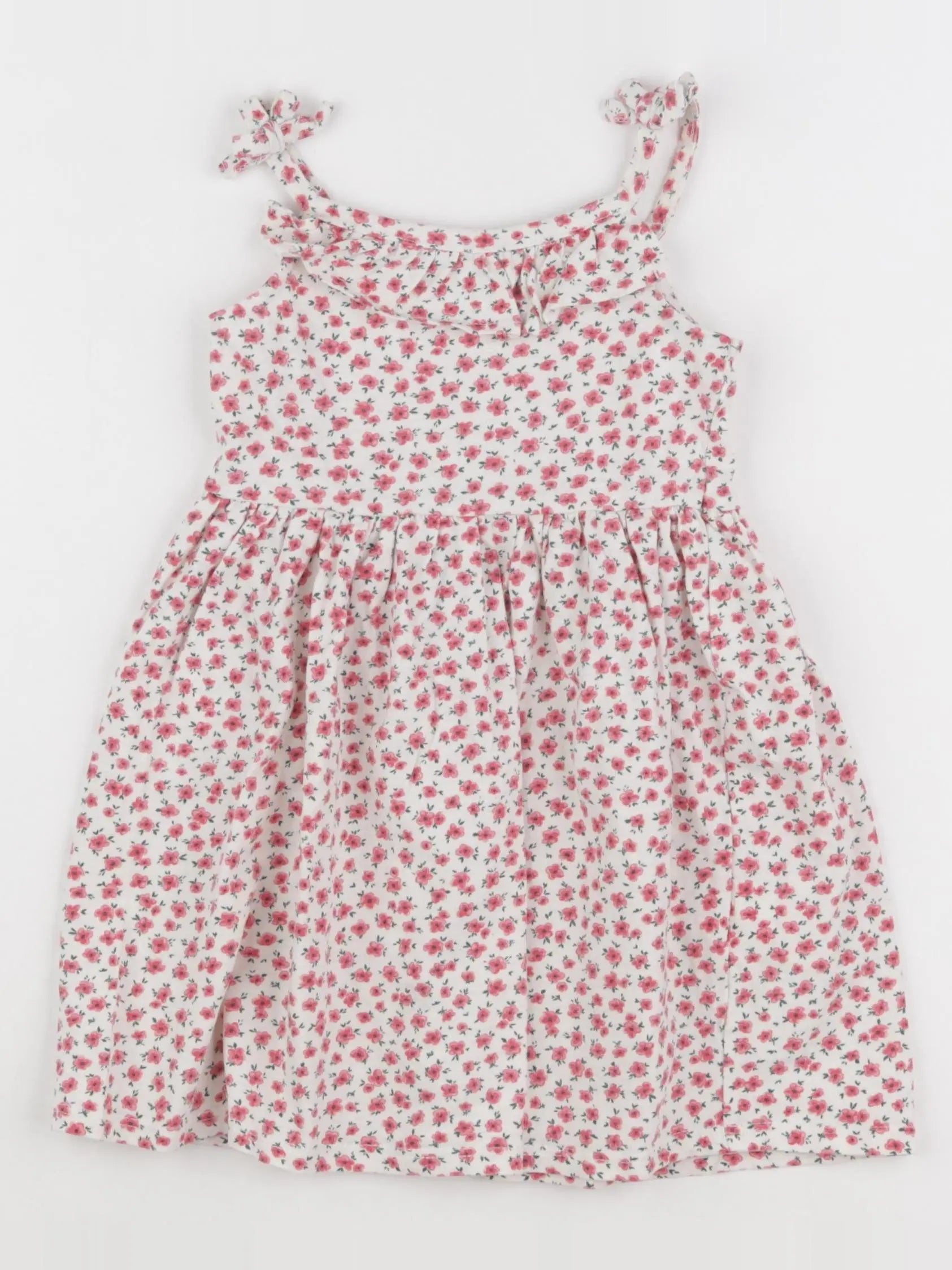 Vertbaudet - robe beige, rouge - 3 ans