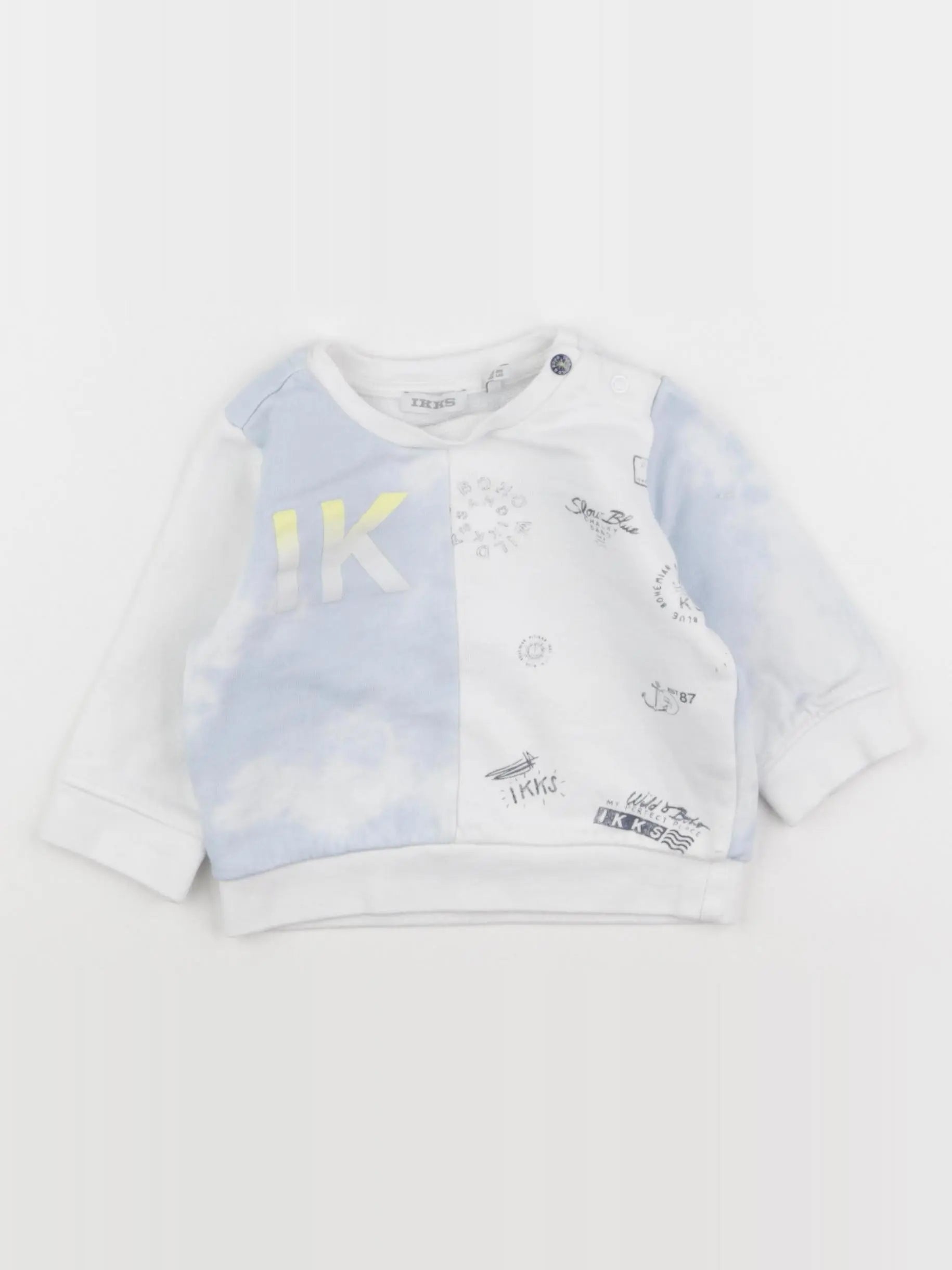 IKKS - sweat blanc, bleu - 6 mois
