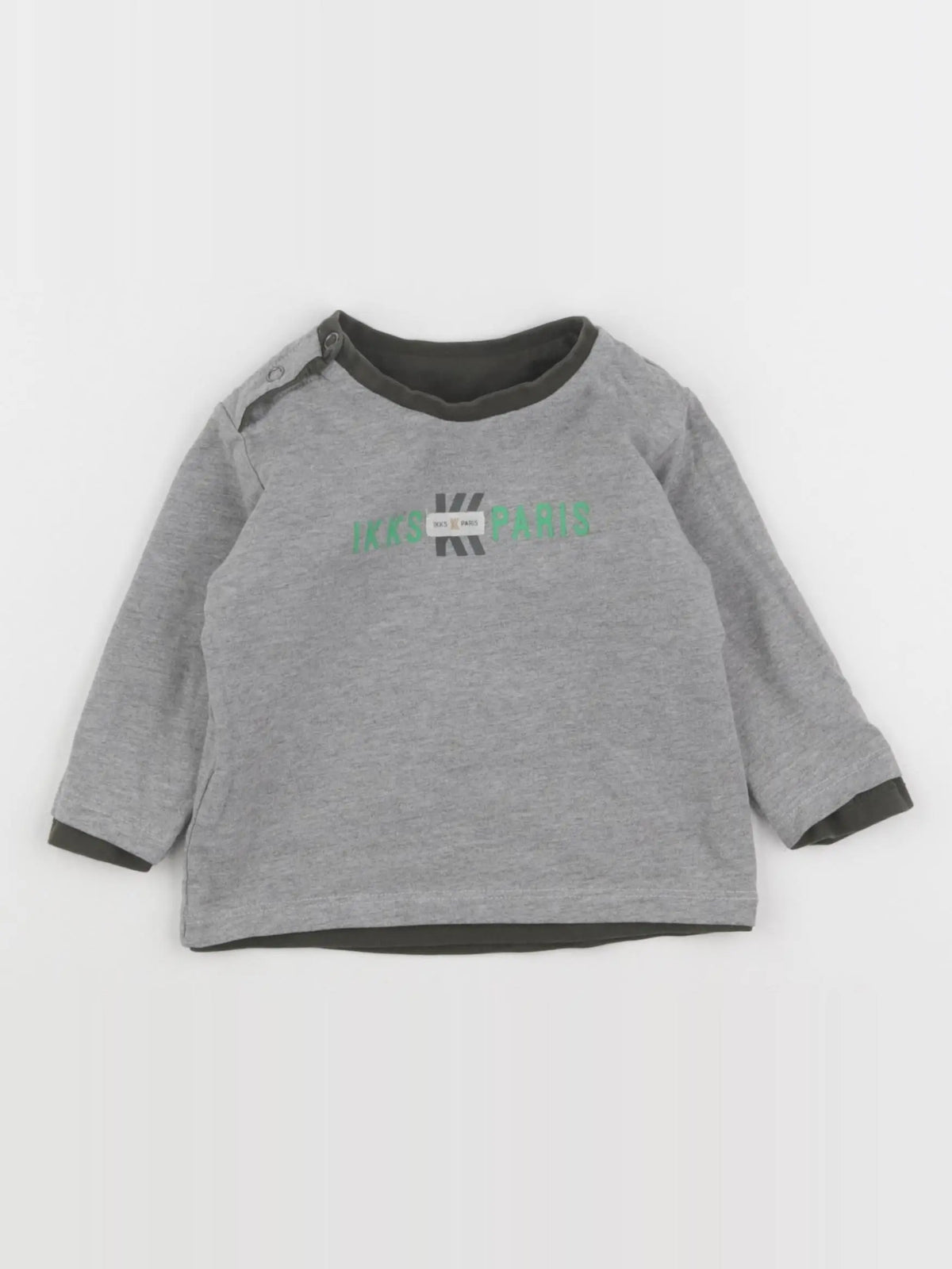 IKKS - tee-shirt réversible vert, gris - 6 mois