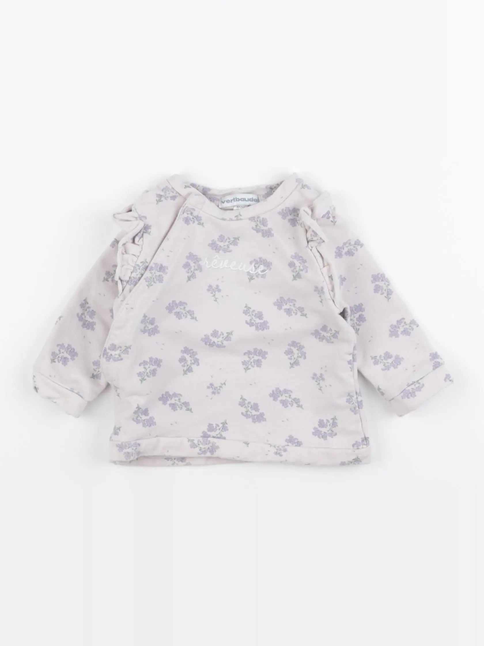 Vertbaudet - sweat violet - 6 mois