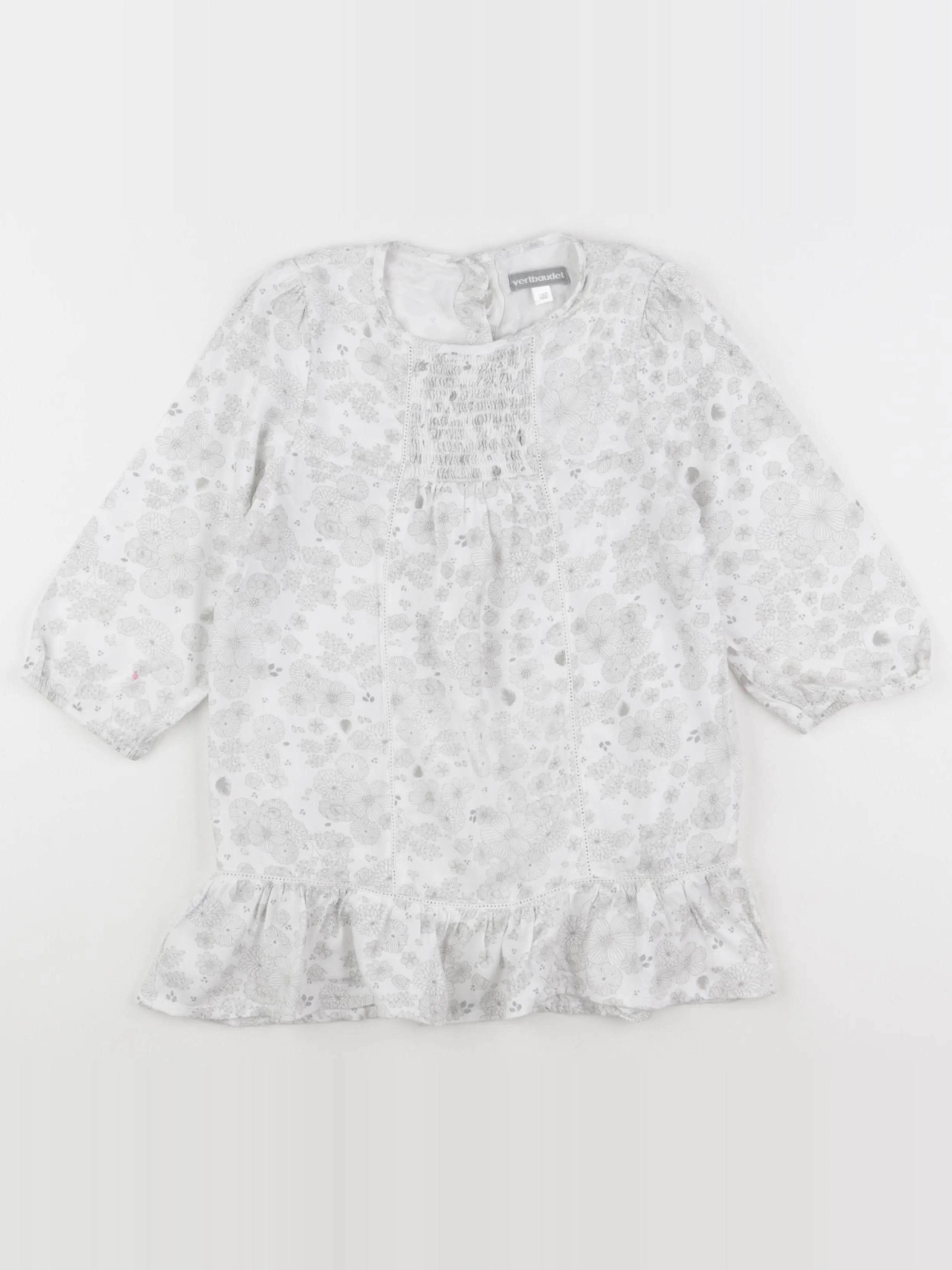 Vertbaudet - blouse blanc, gris - 6 ans