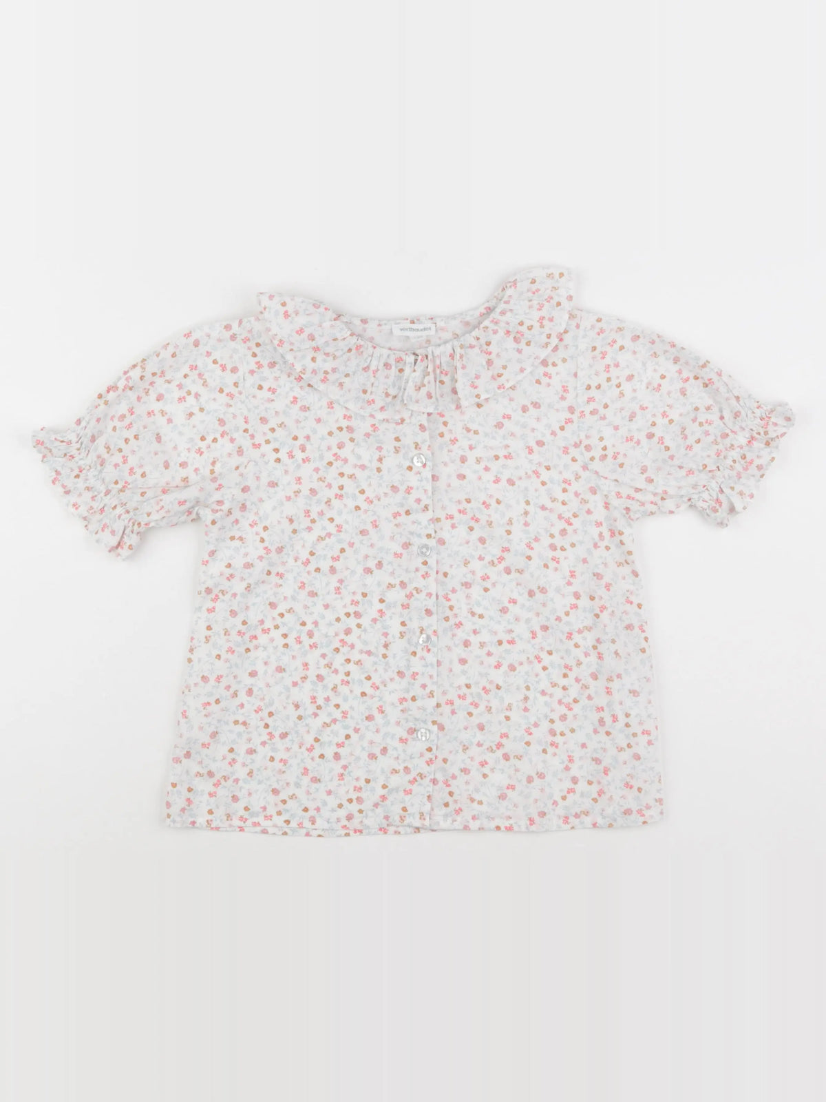 Vertbaudet - blouse blanc, rose - 7 ans
