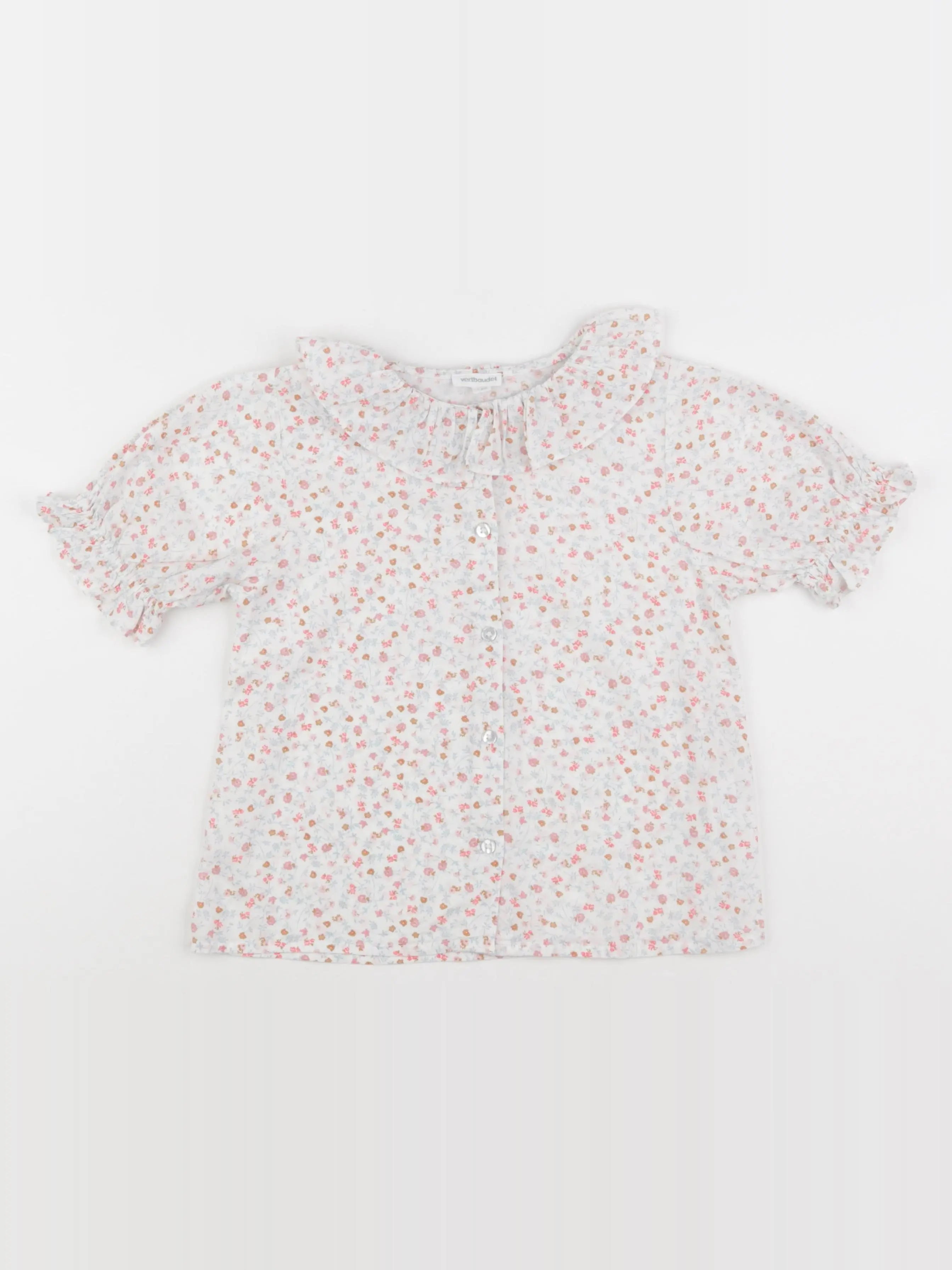 Vertbaudet - blouse blanc, rose - 7 ans