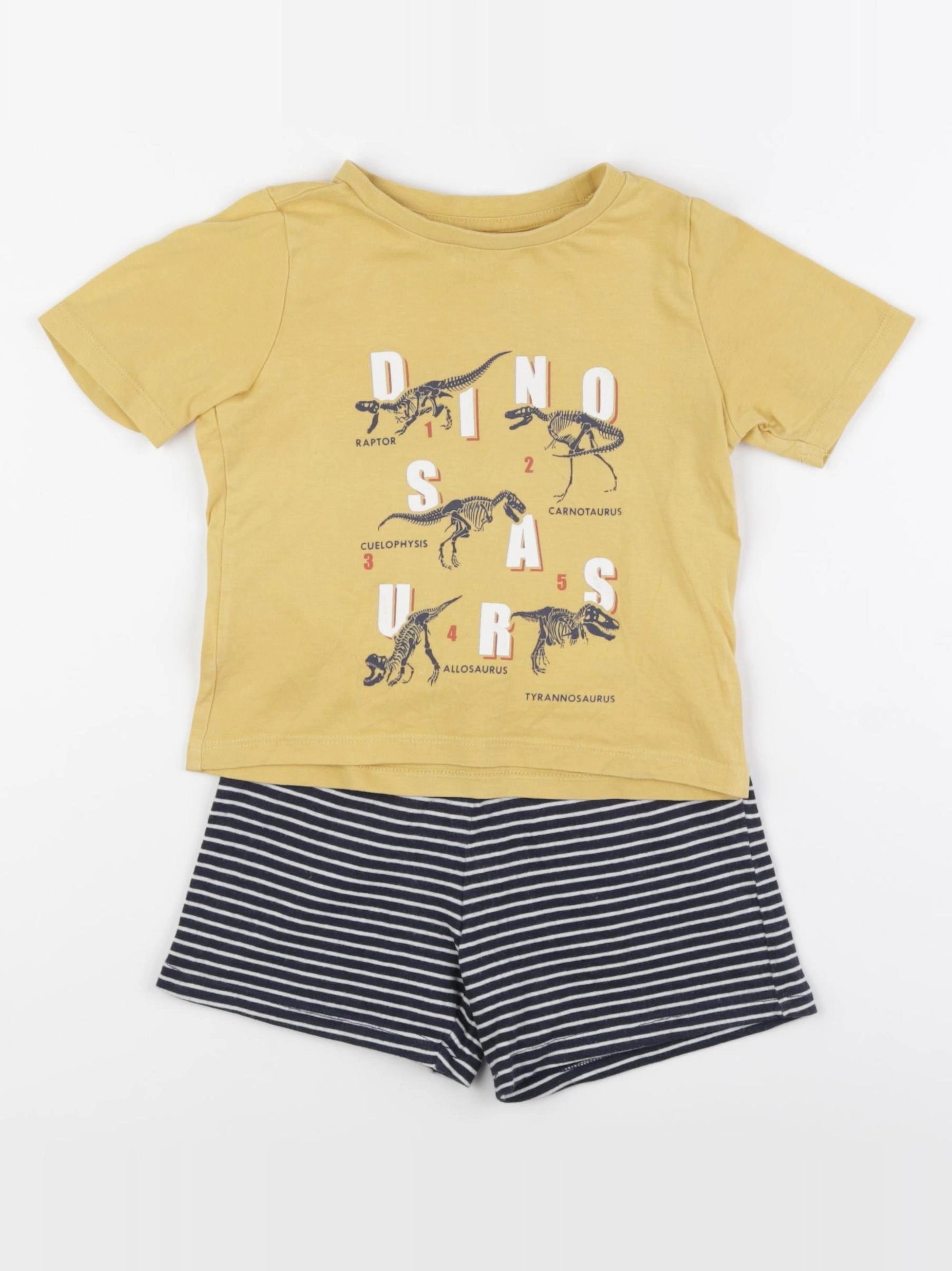 Vertbaudet - pyjama coton jaune, bleu - 2 ans