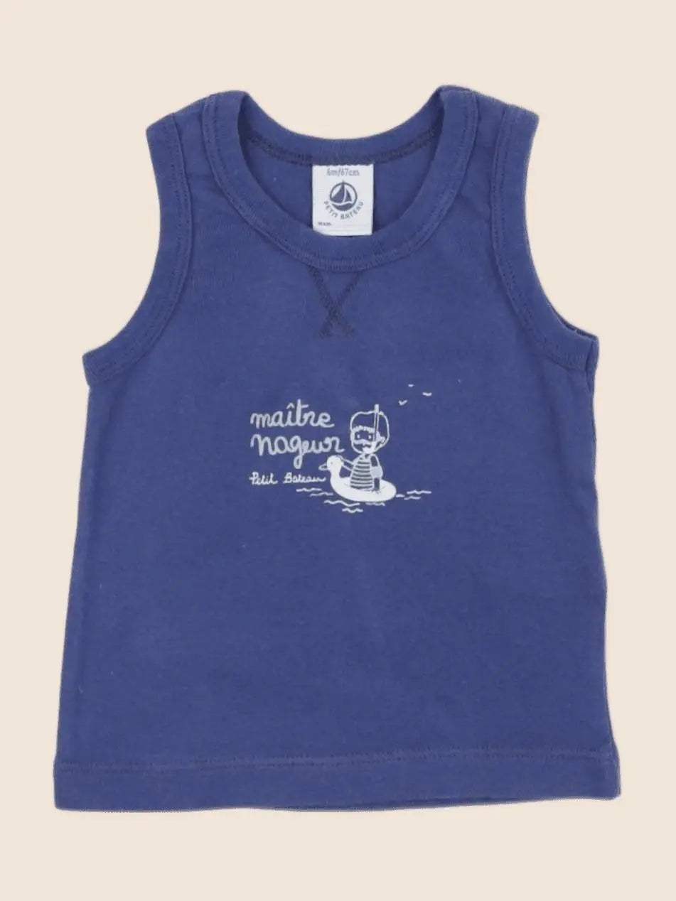 Petit Bateau - maillot de corps bleu - 6 mois