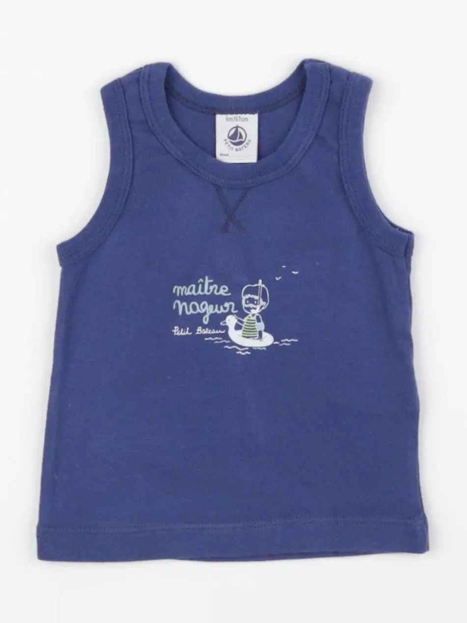Petit Bateau - maillot de corps bleu - 6 mois