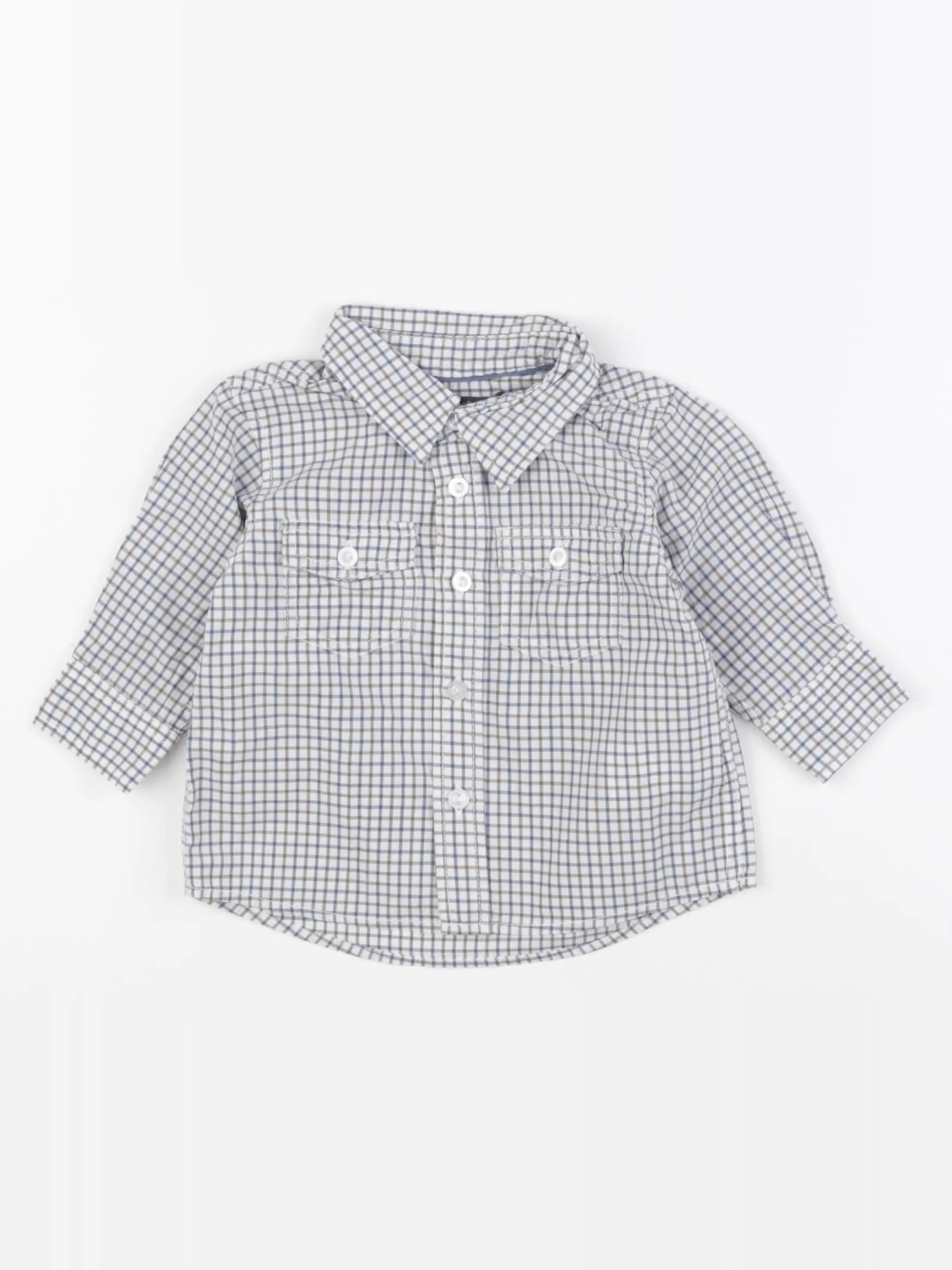 H&M - chemise blanc, bleu, gris - 1/3 mois