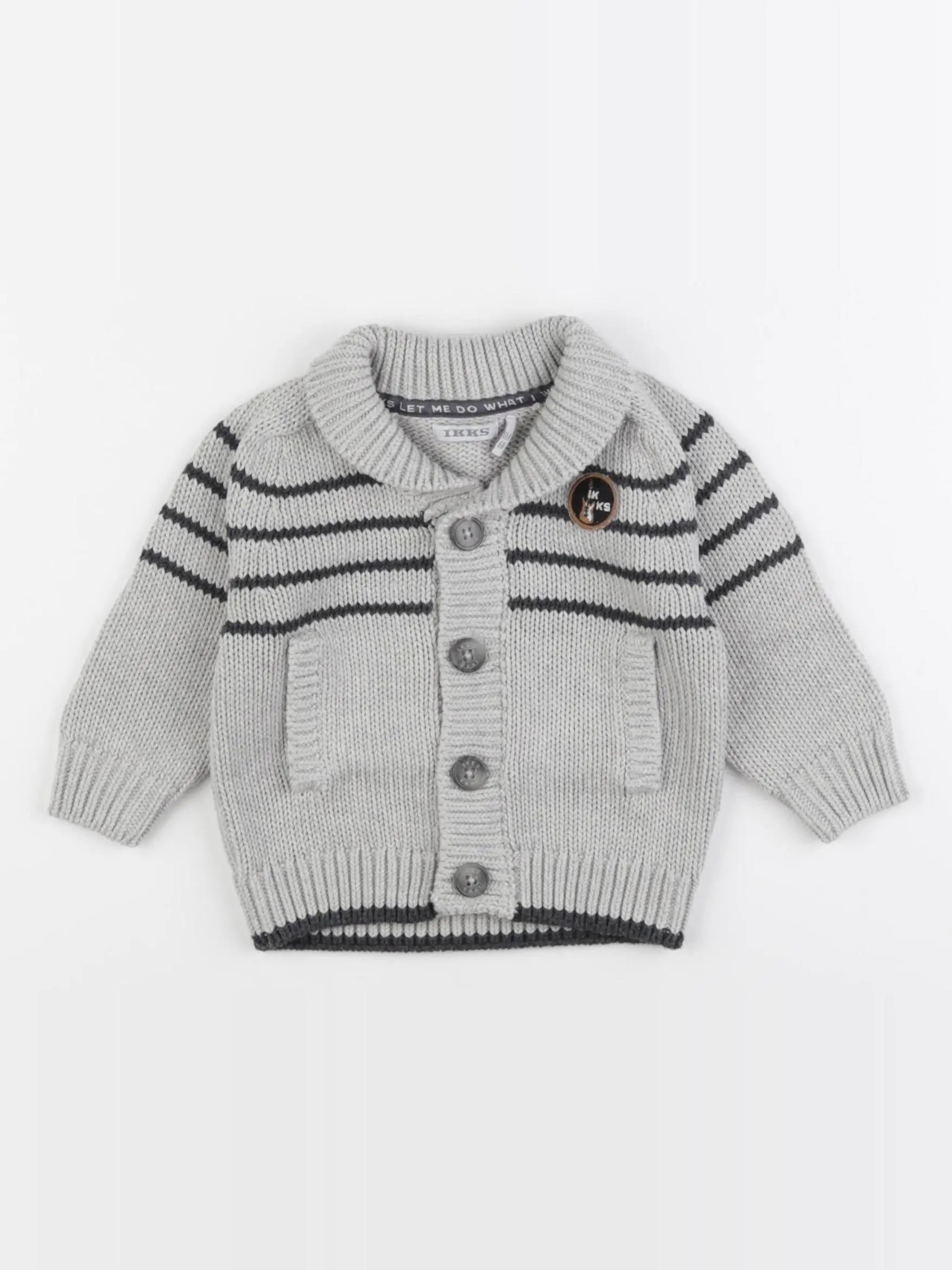 IKKS - gilet gris, bleu - 6 mois