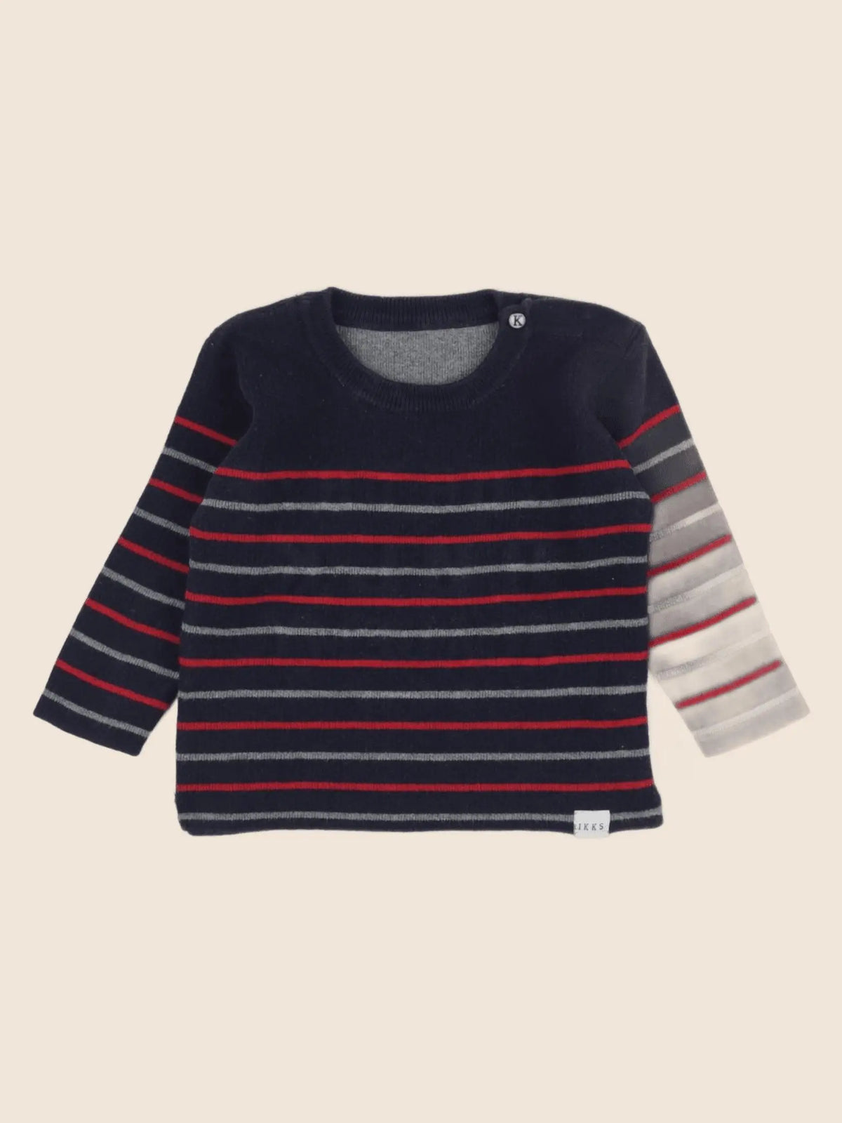 IKKS - pull bleu, gris - 6 mois