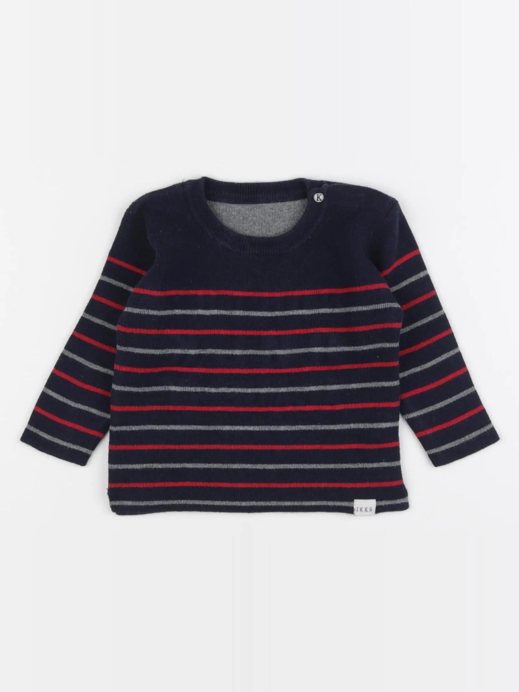 IKKS - pull bleu, gris - 6 mois