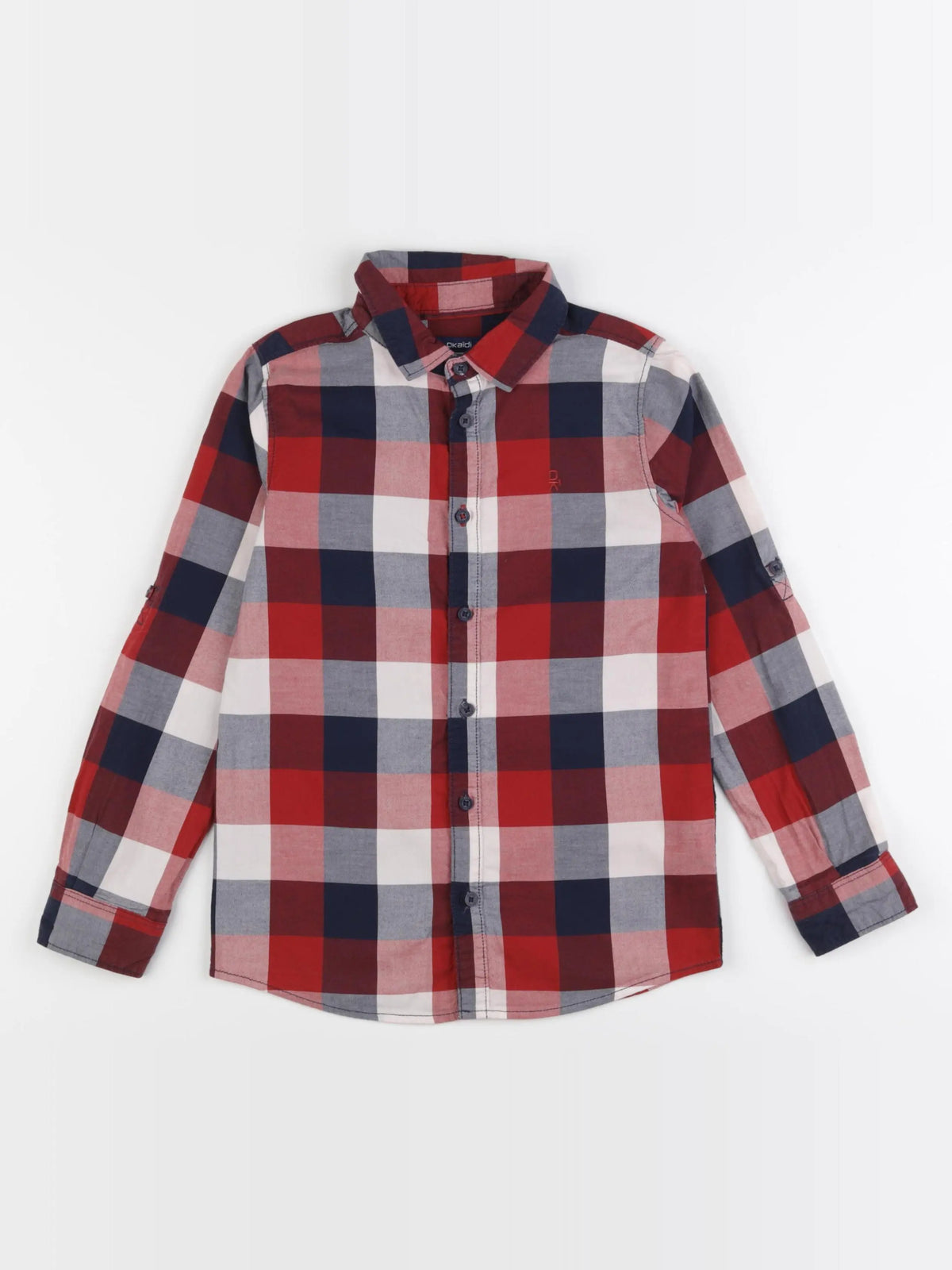 Okaidi - chemise blanc, bleu, rouge - 8 ans