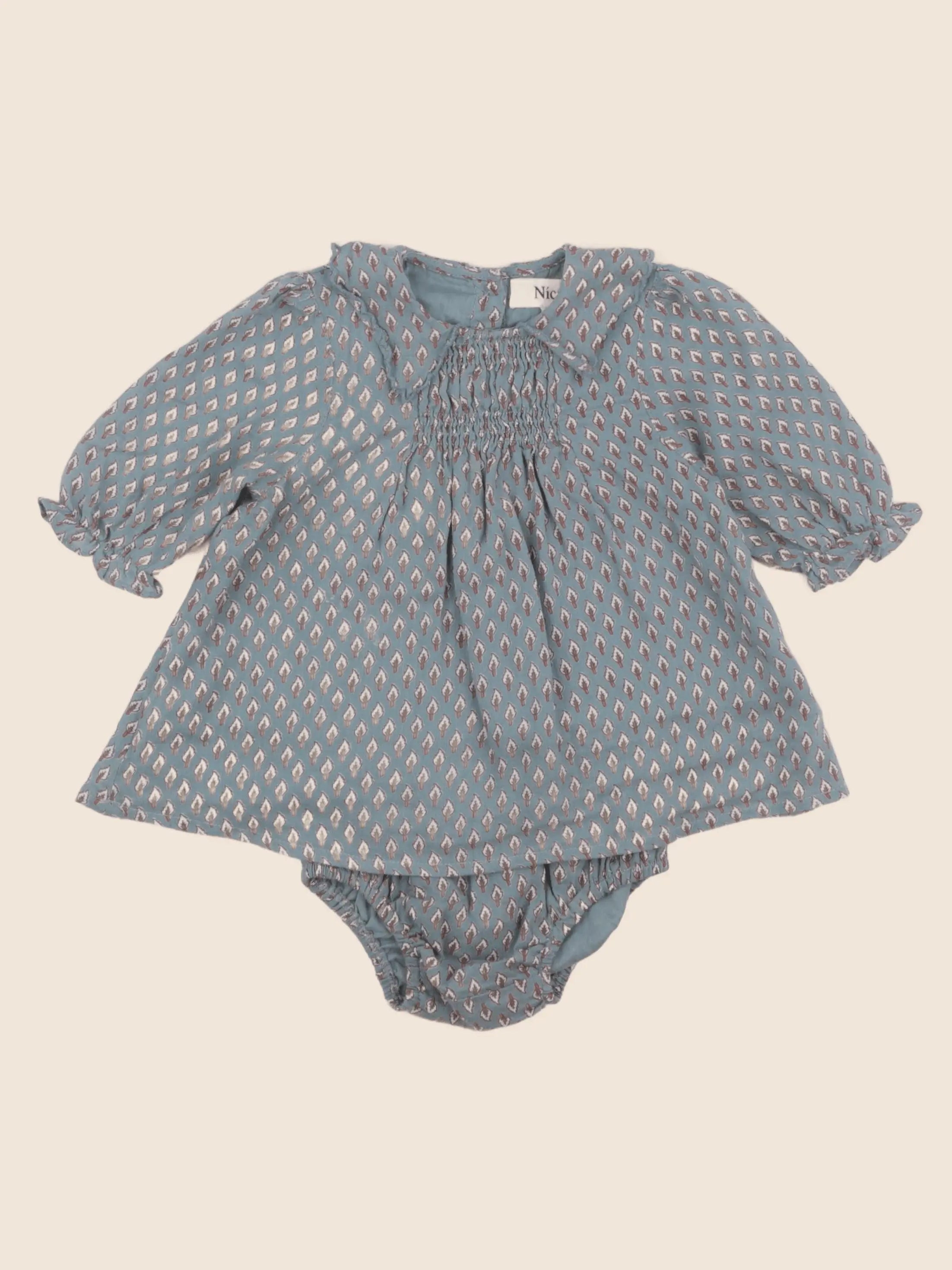 Nicoli - robe bleu - 9/12 mois