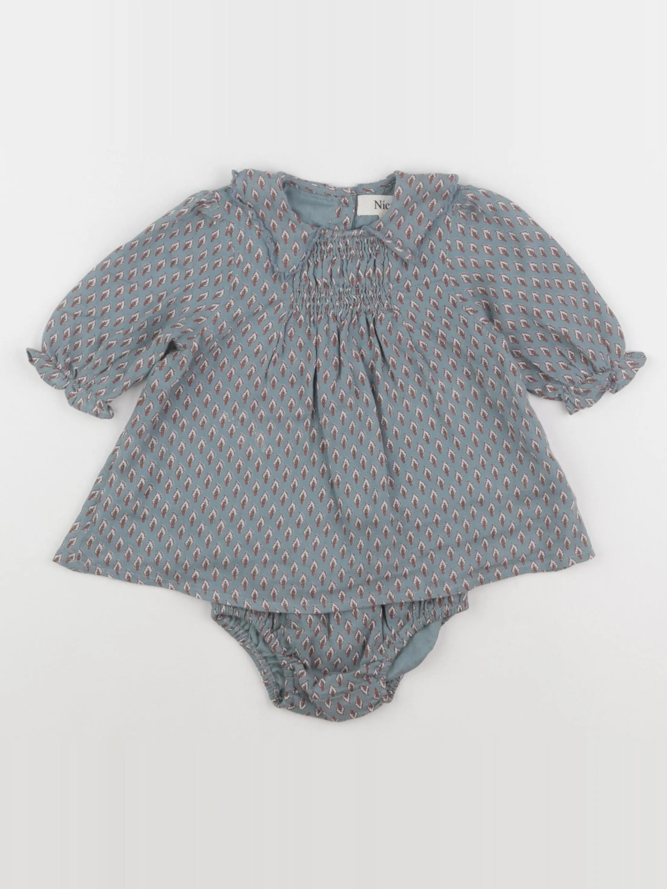 Nicoli - robe bleu - 9/12 mois