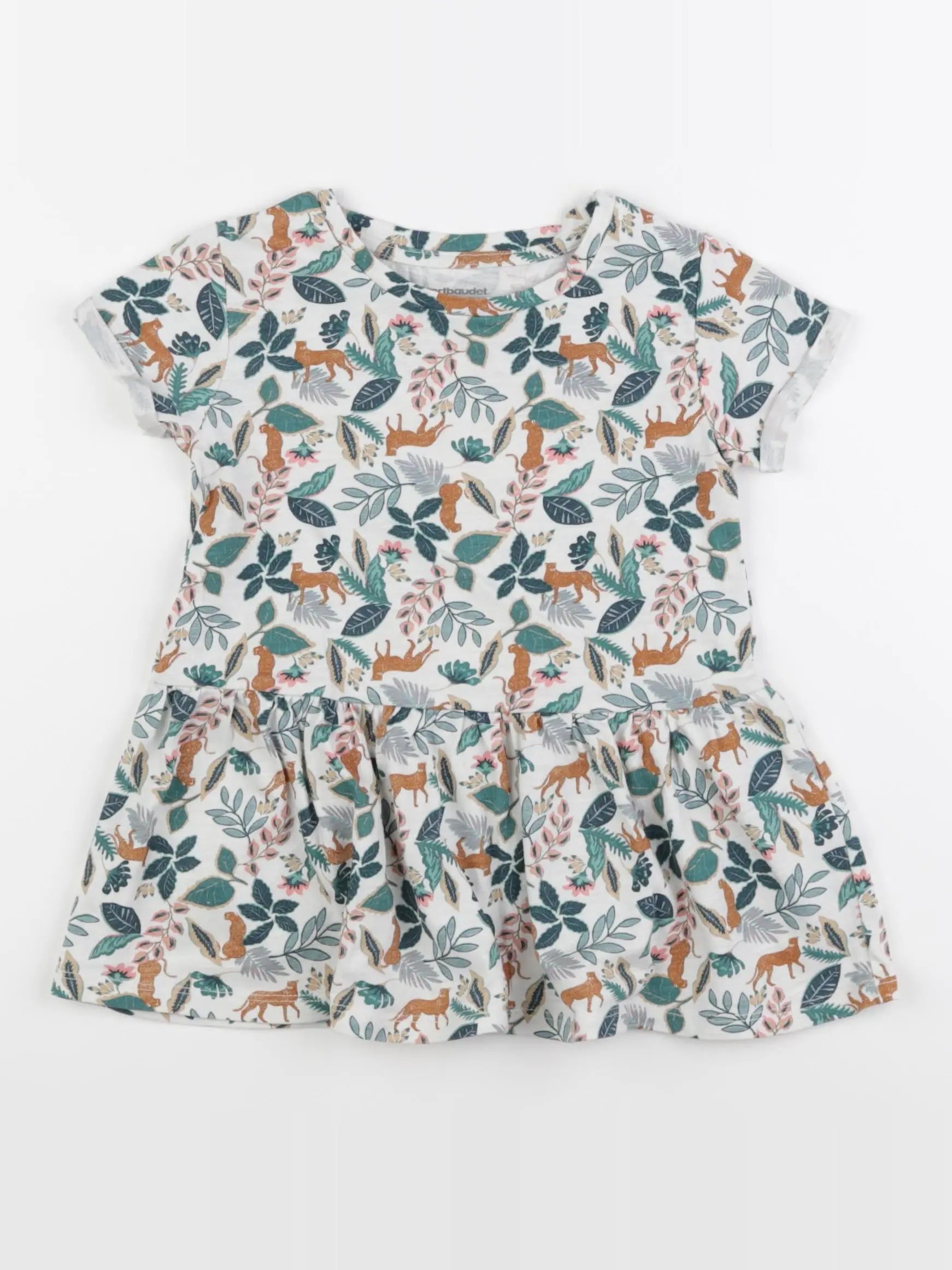 Vertbaudet - robe blanc, vert - 2 ans