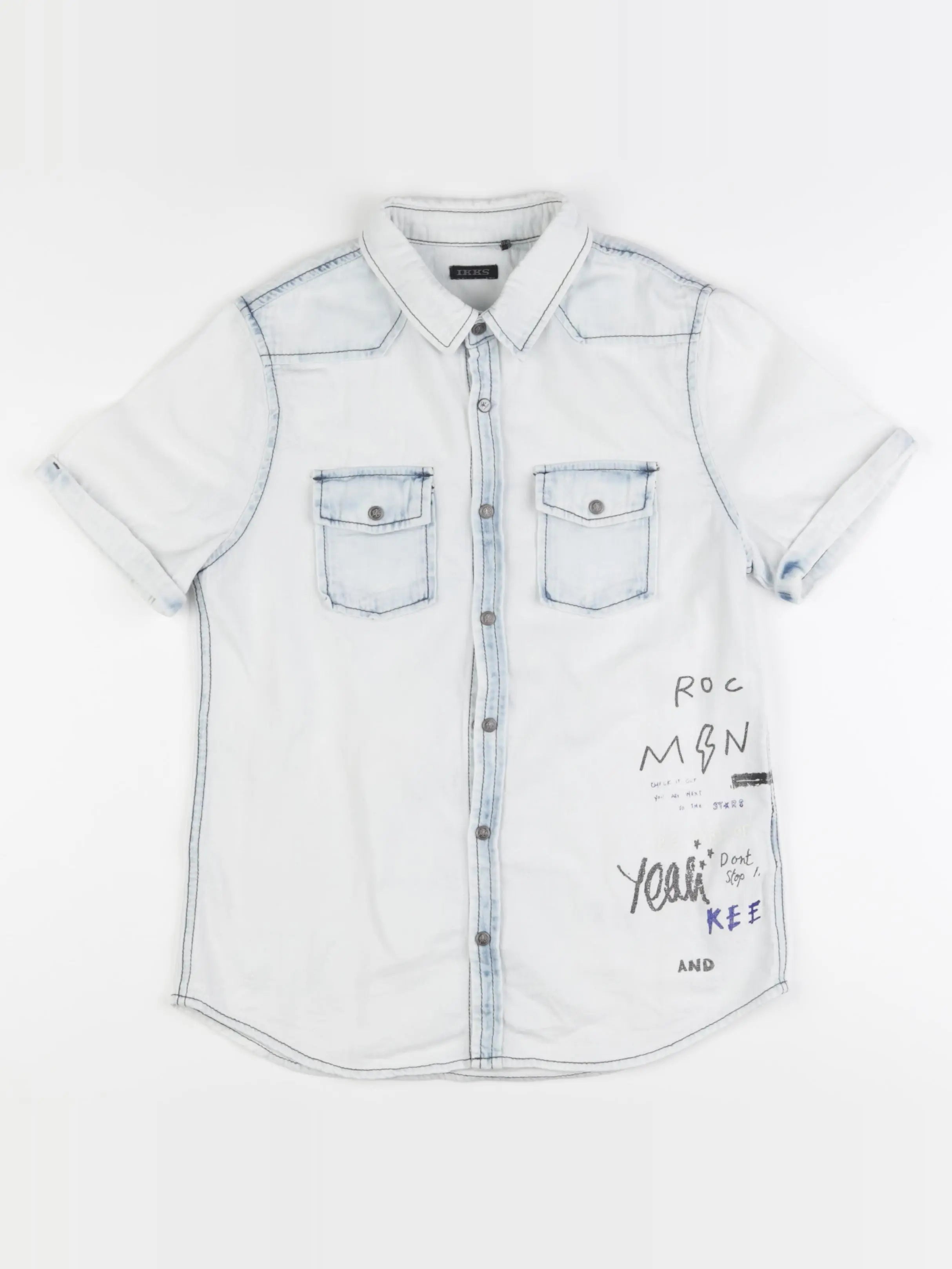 IKKS - chemise blanc, bleu - 12 ans