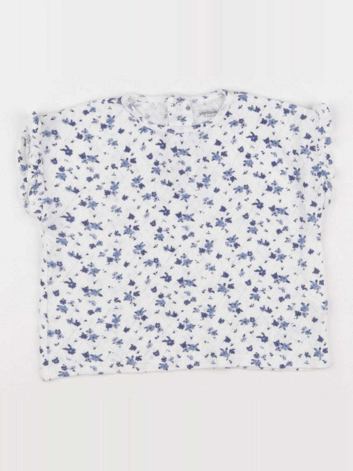 Vertbaudet - tee-shirt blanc, bleu - 2 ans