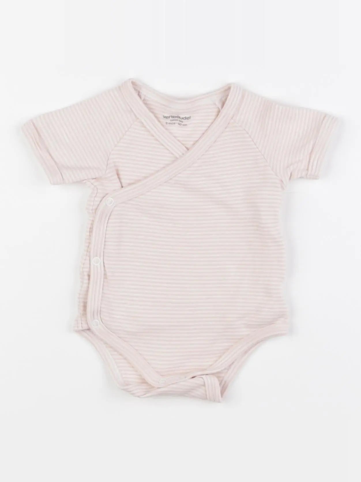 Vertbaudet - body blanc, rose - 3 mois