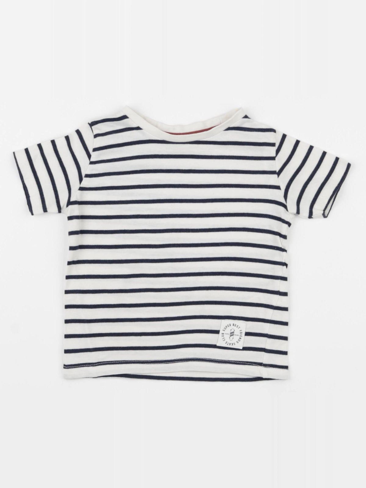 Vertbaudet - tee-shirt blanc, bleu - 2 ans