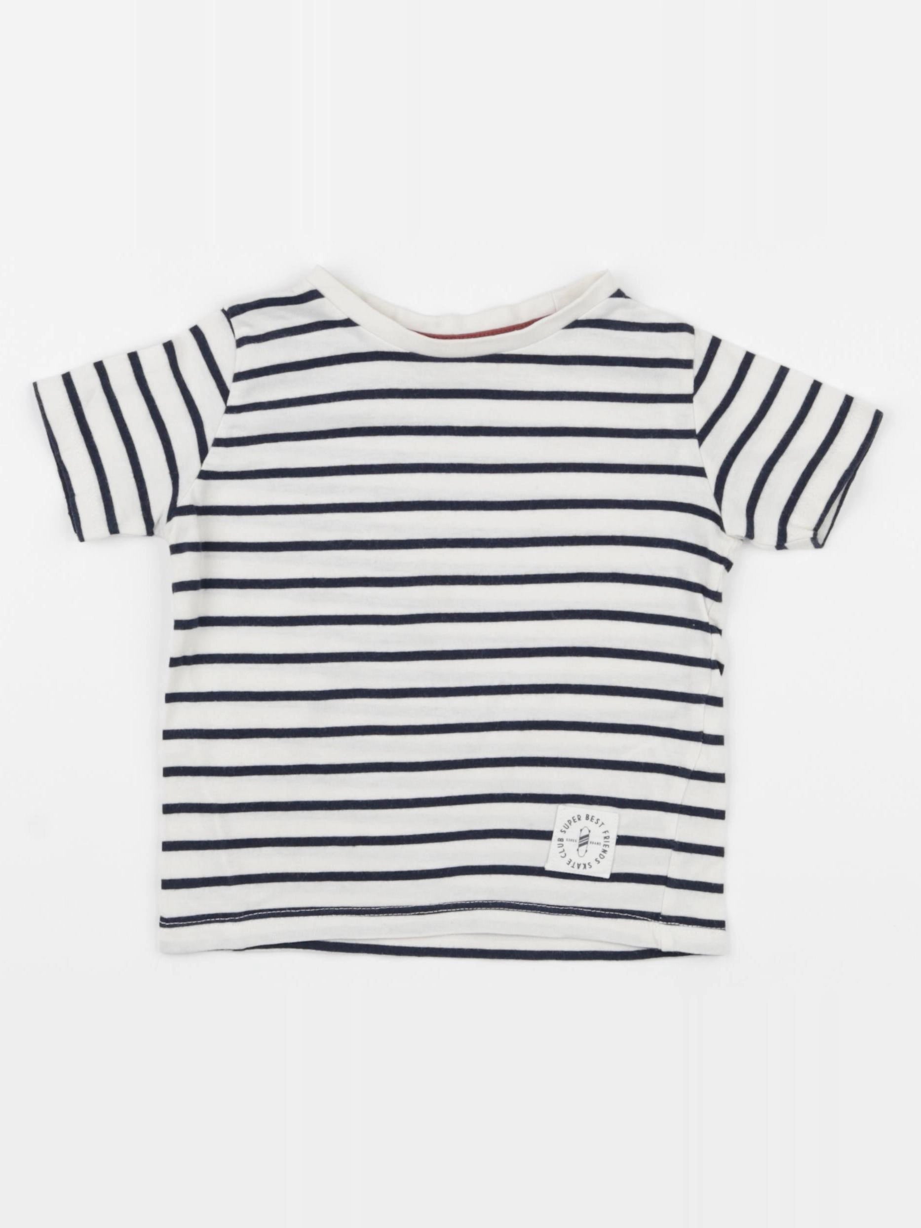Vertbaudet - tee-shirt blanc, bleu - 2 ans