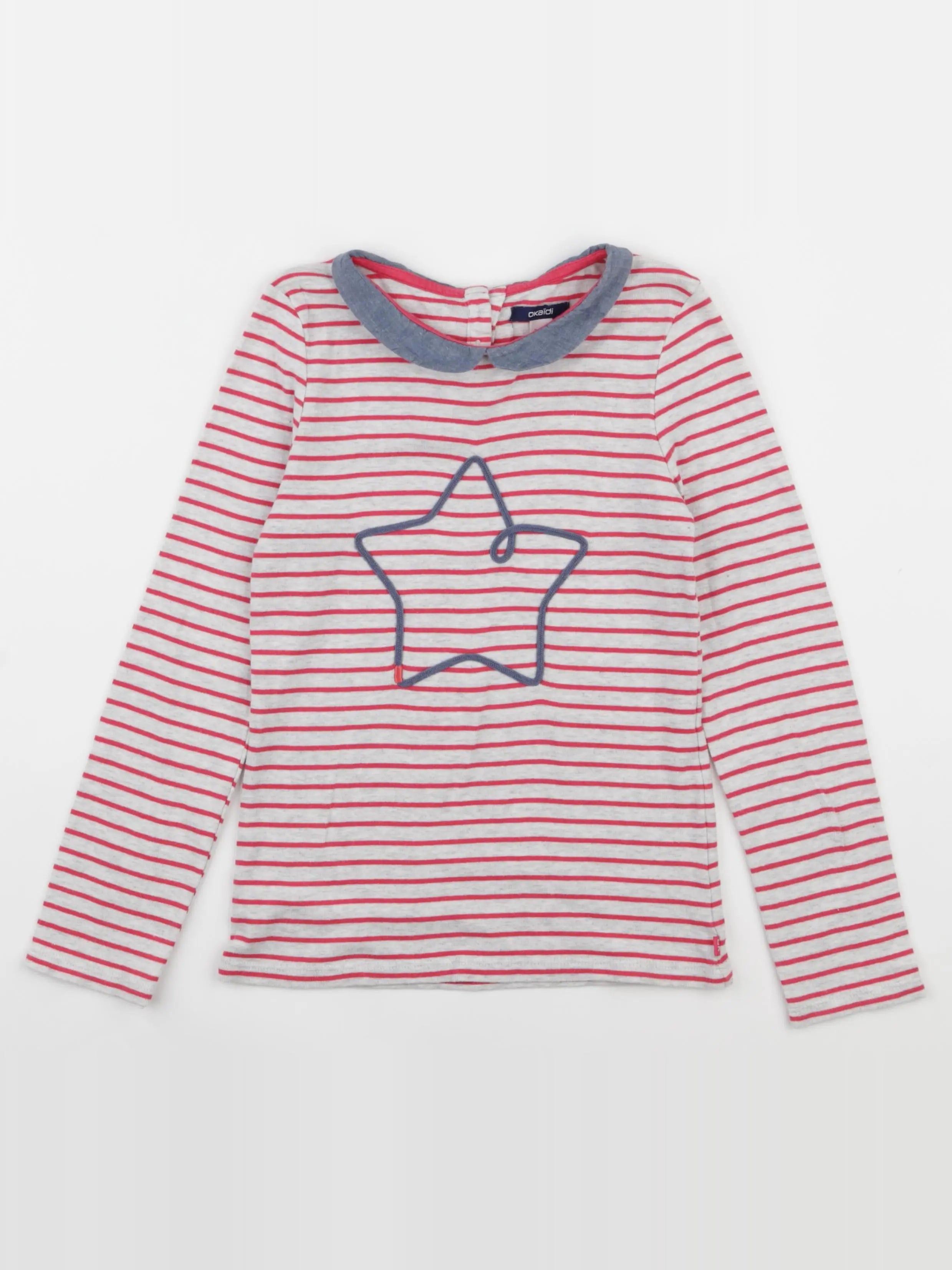 Okaidi - tee-shirt gris, rose - 10 ans